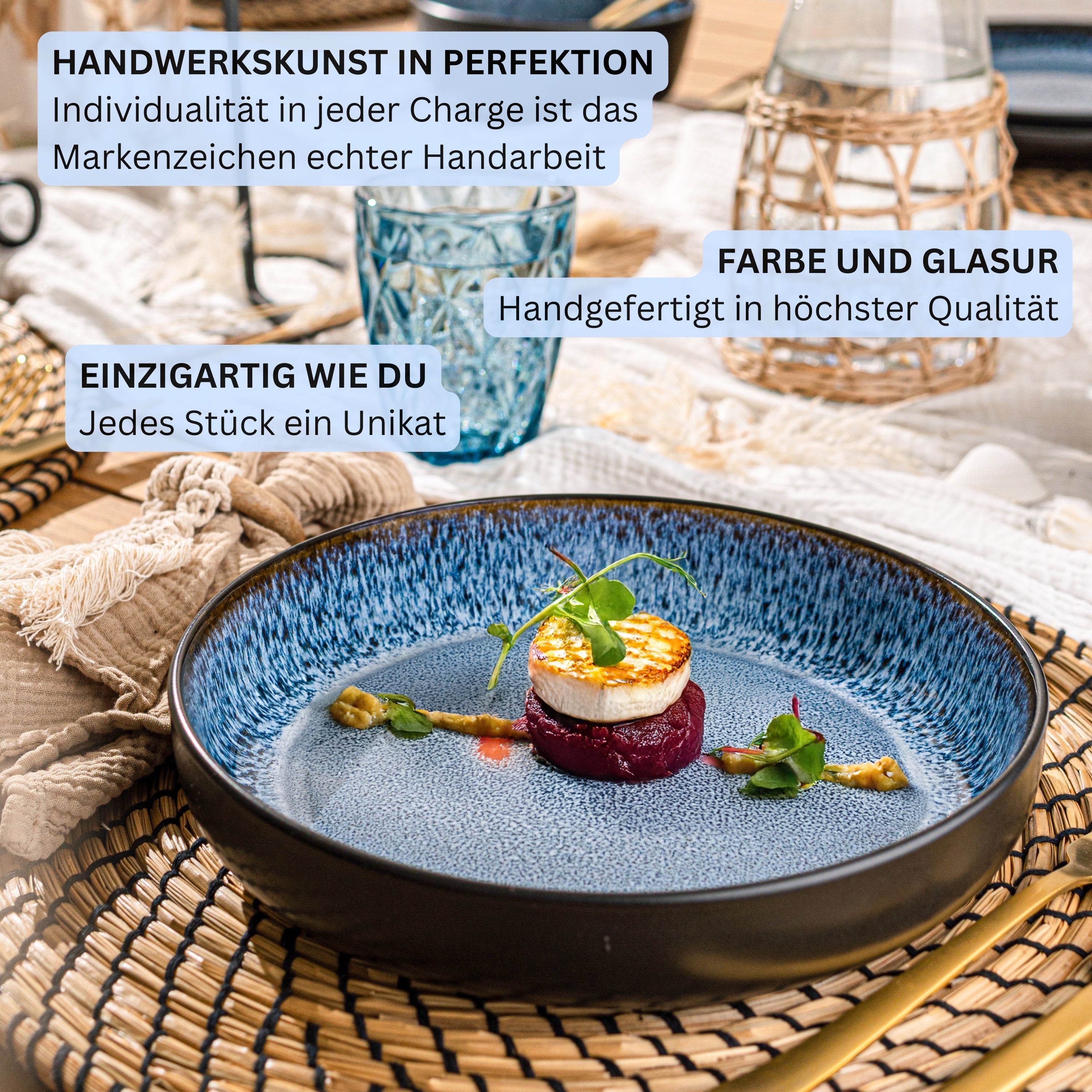 SÄNGER Steingut Geschirrset Aruba, Tafelservice 24 teilig für 6 Personen