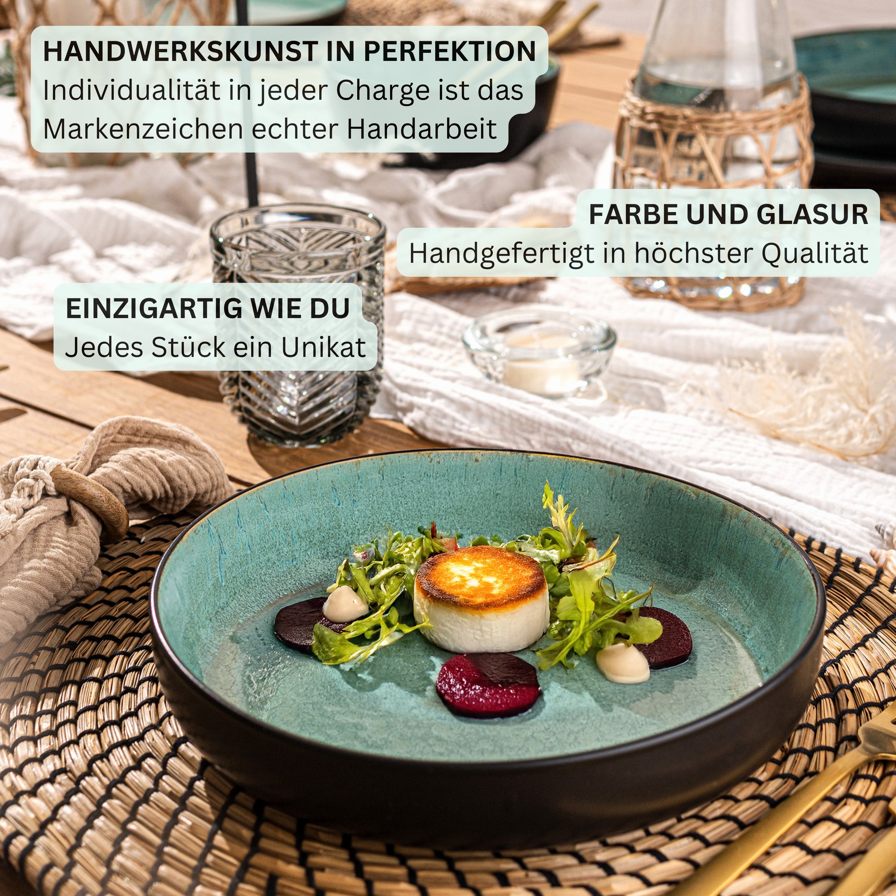 SÄNGER Stoneware Dinnerware Set Fiji, Dinner Set 24 Pieces for 6 People