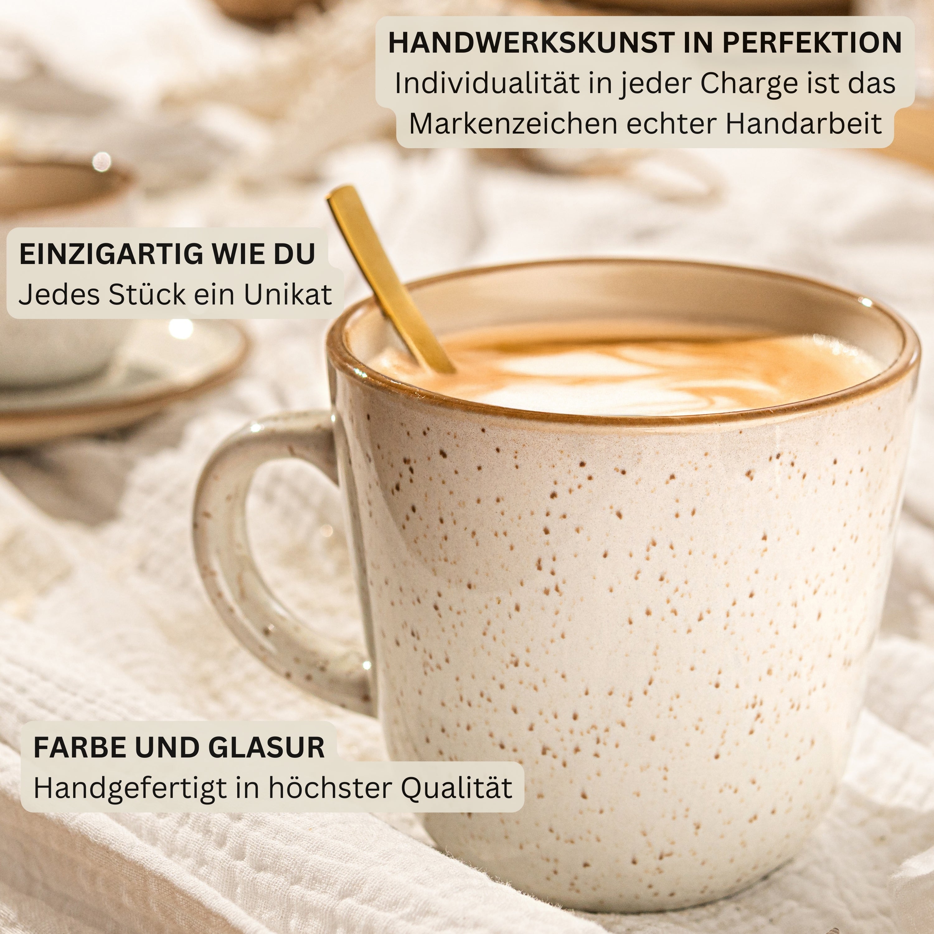 SÄNGER Kaffeebecher Set Rio Creme 4 teilig