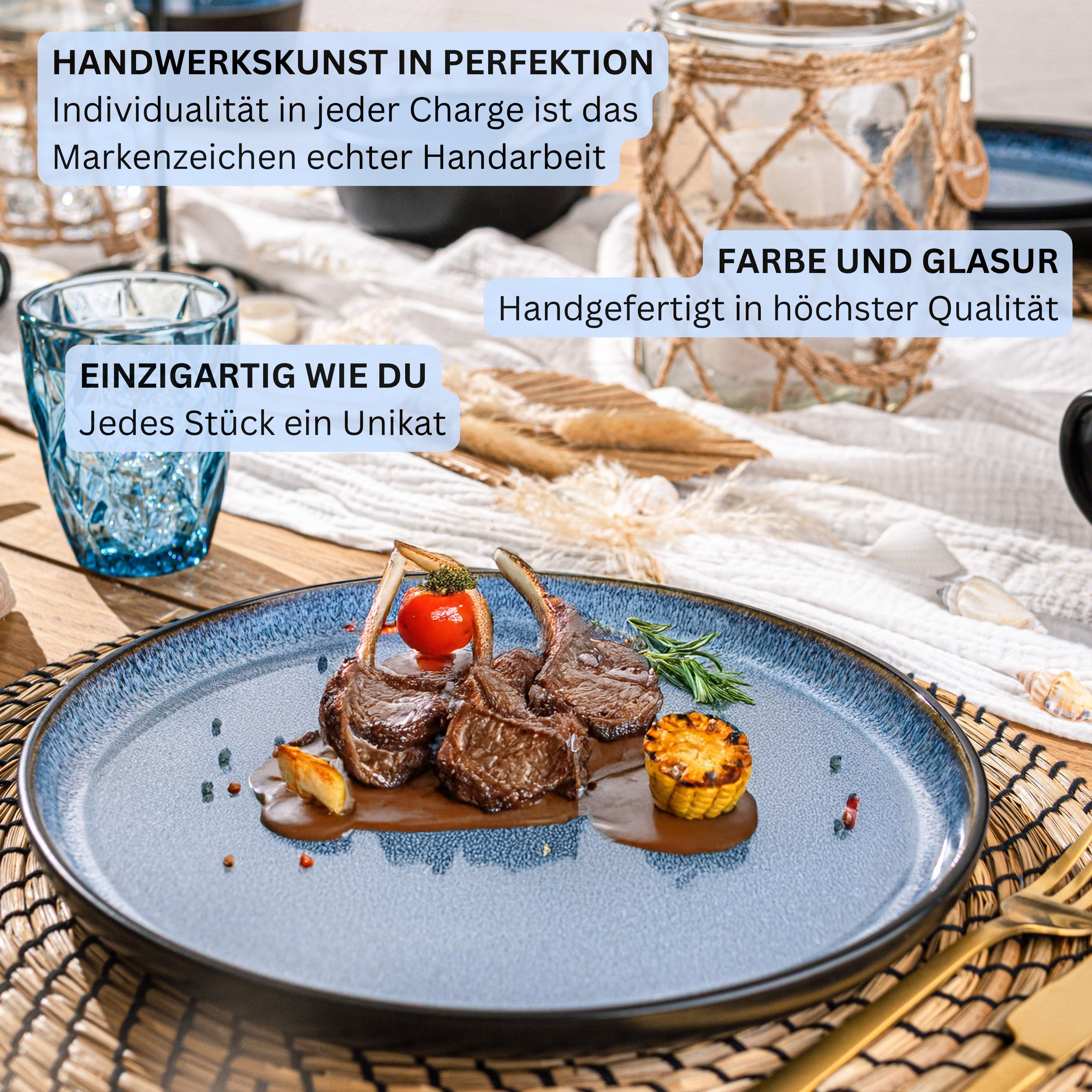 SÄNGER Steingut Geschirrset Aruba, Tafelservice 36 teilig für 12 Personen