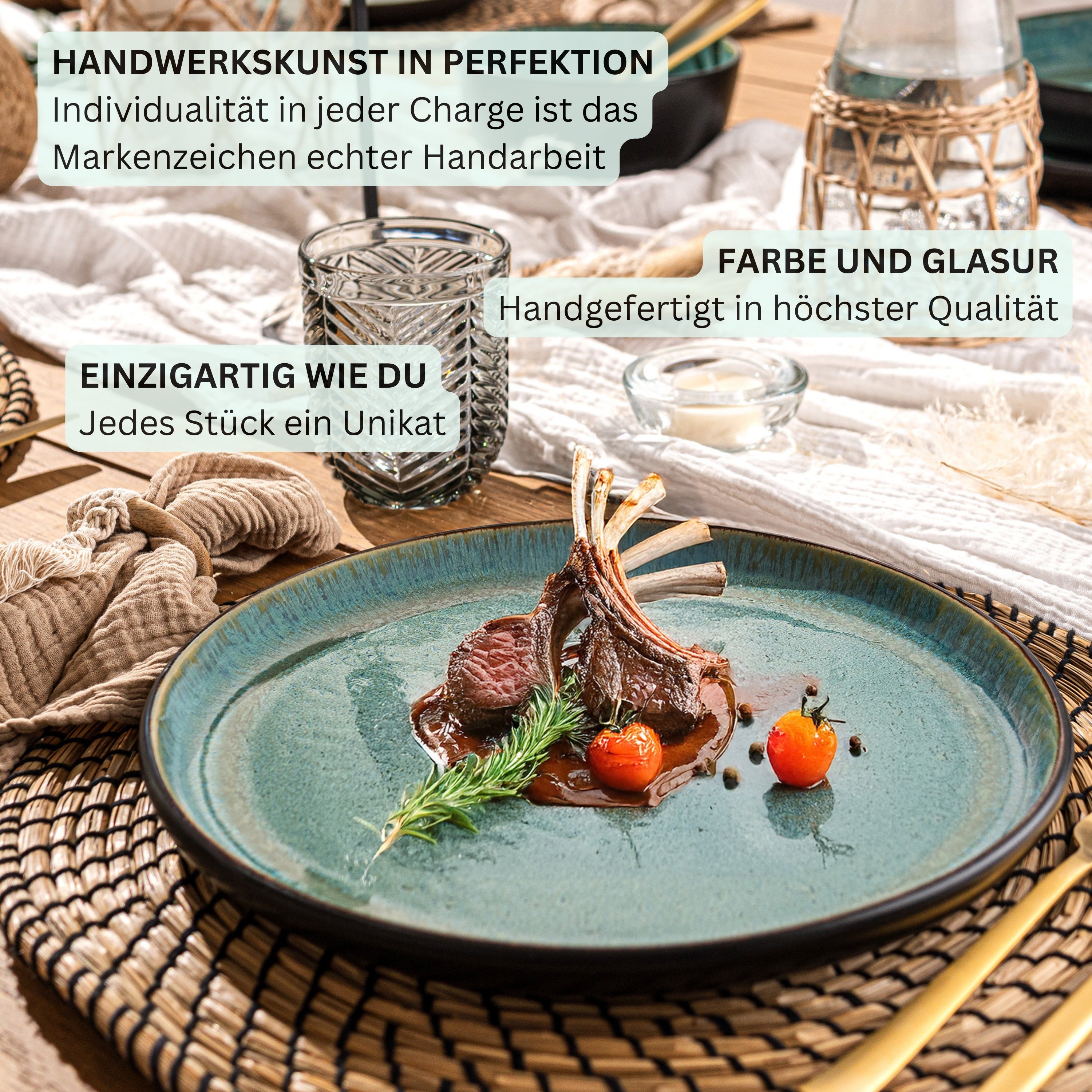SÄNGER Stoneware Dinnerware Set Fiji, 18-Piece Dinner Service for 6 People