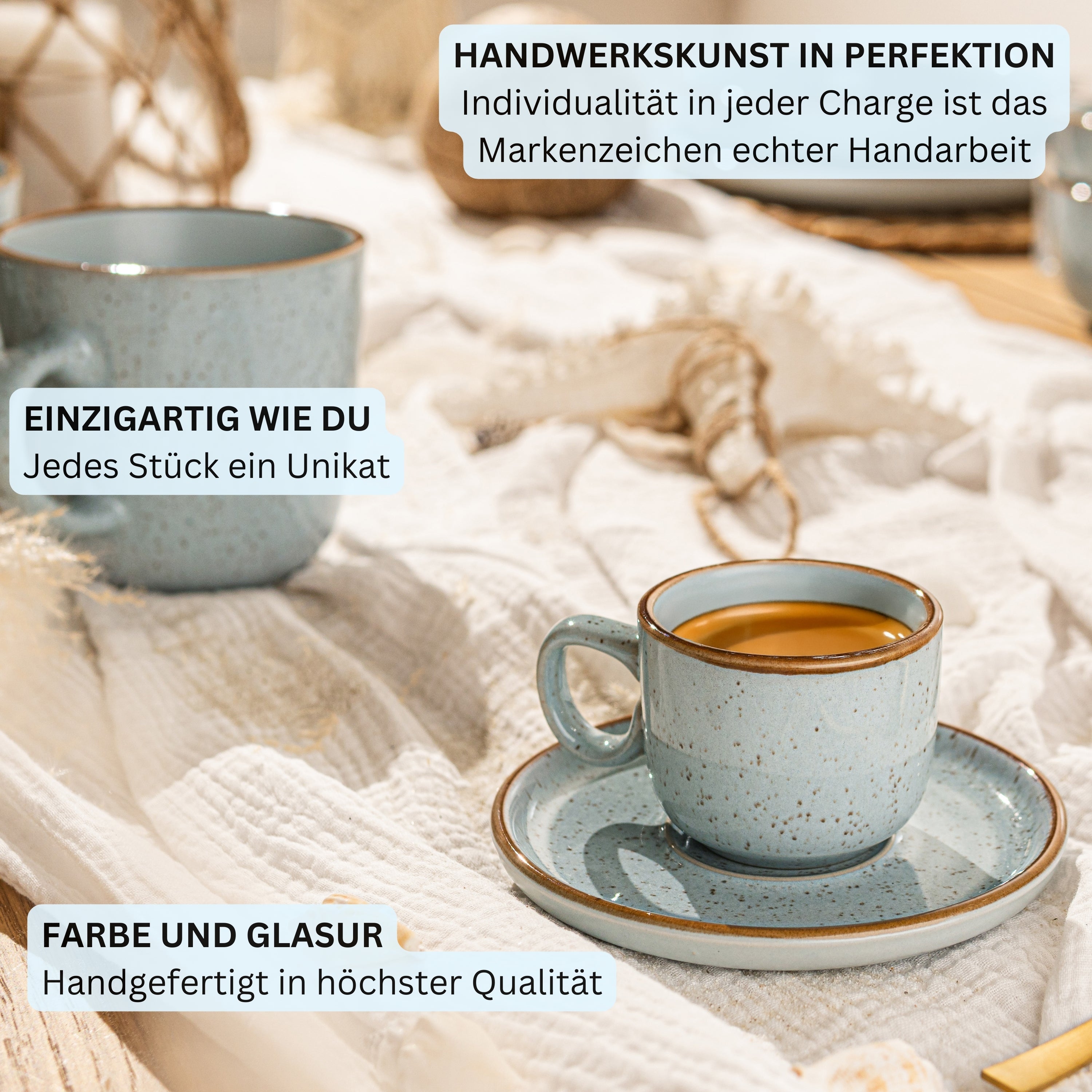 SÄNGER Espressotassen Set Rio Lagune 8 teilig für 4 Personen