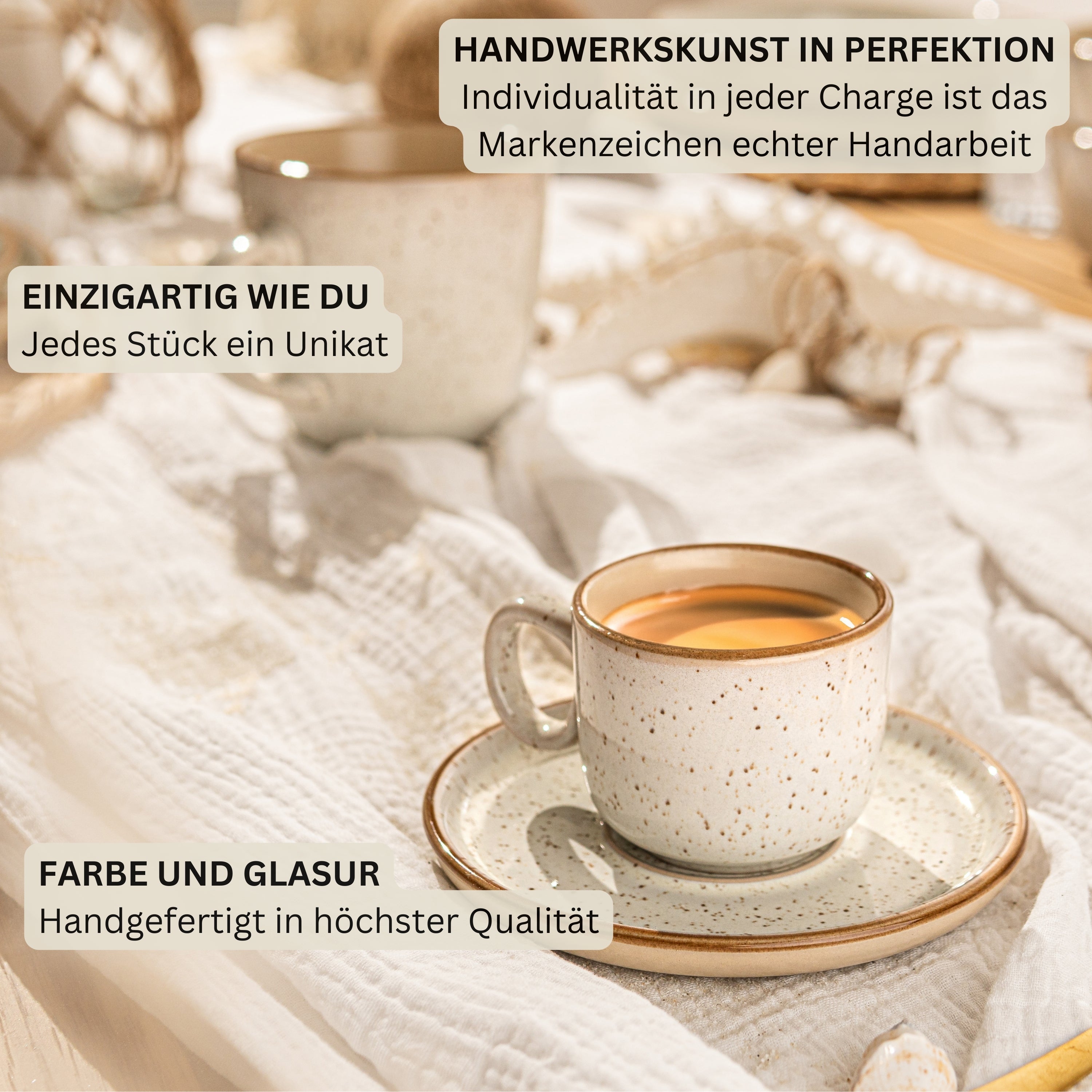 SÄNGER Espresso Cup Set Rio Cream 8-piece for 4 people