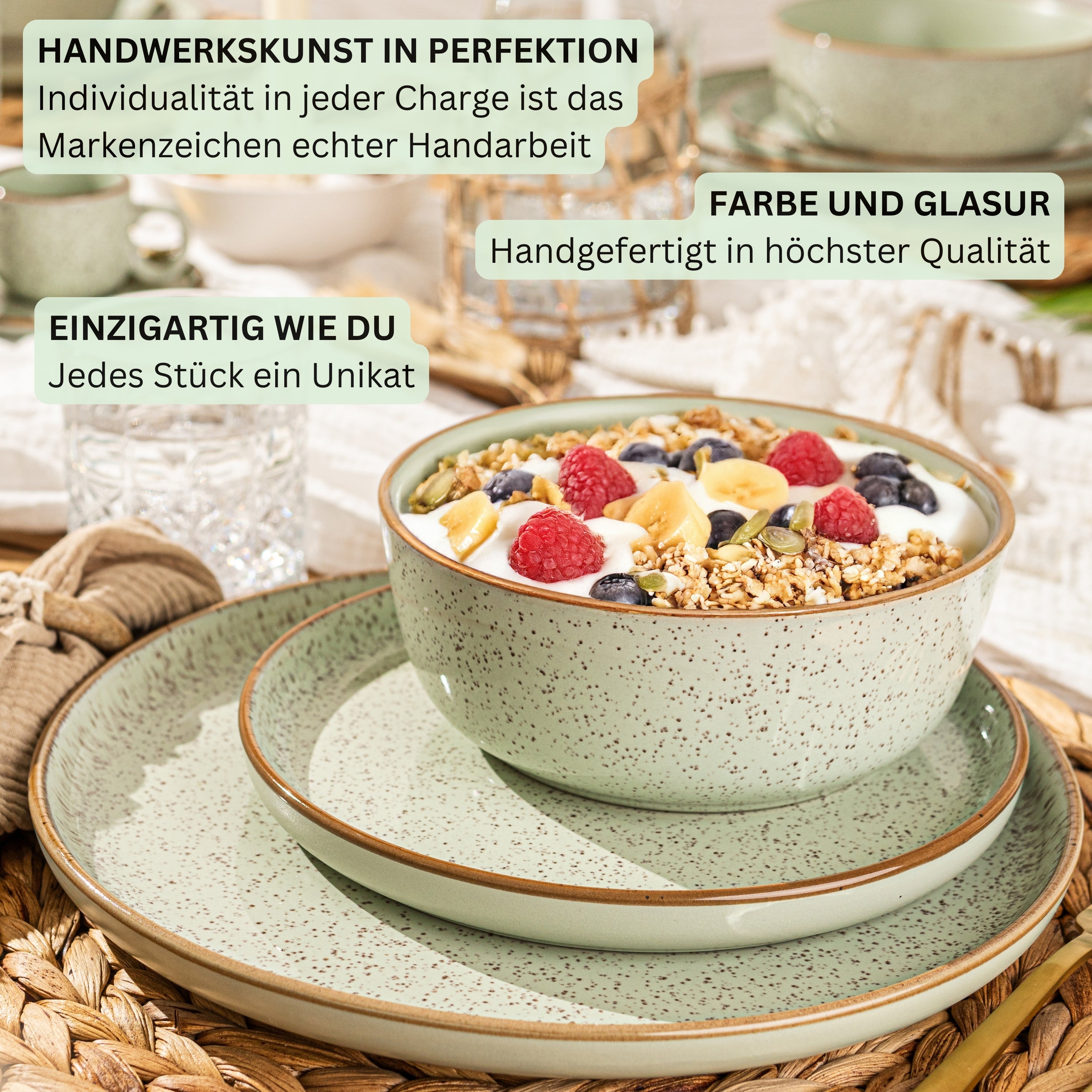 SÄNGER Bowl Set Rio Mint - 6-piece stoneware