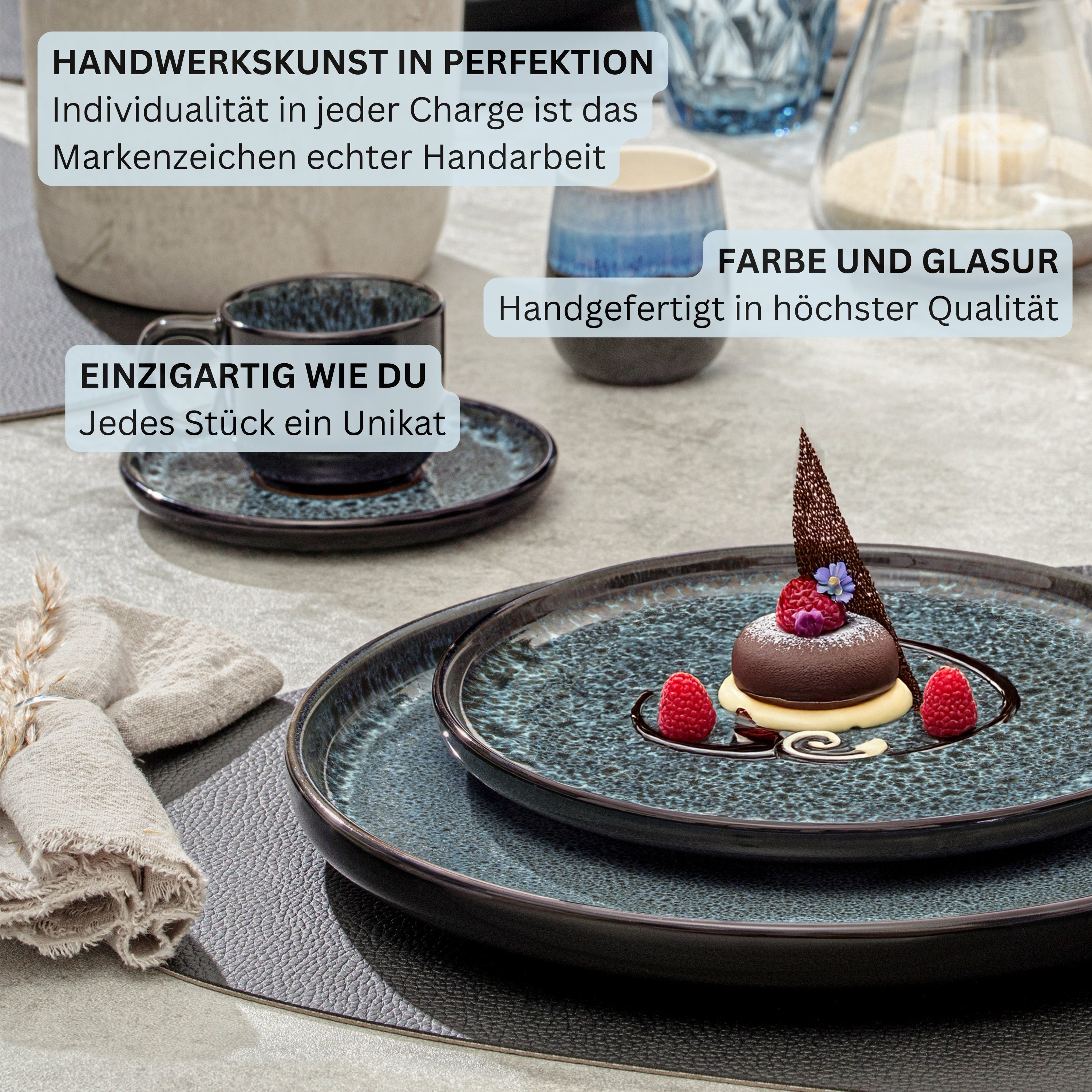 SÄNGER Dessert Plate Set Manila - 6 Pieces Made of Stoneware