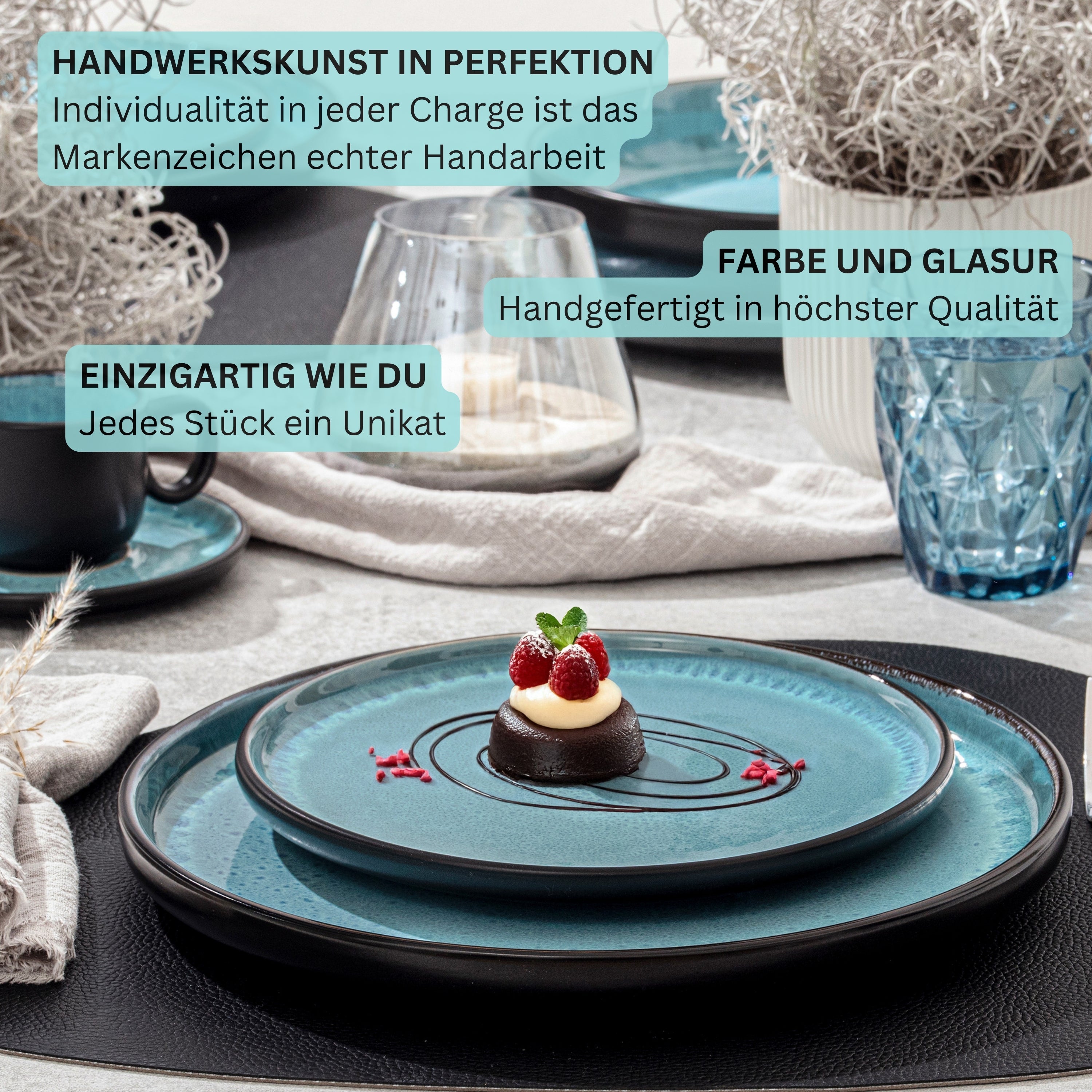SÄNGER Stoneware Dinnerware Set Granada, 18-Piece Dinner Service for 6 People
