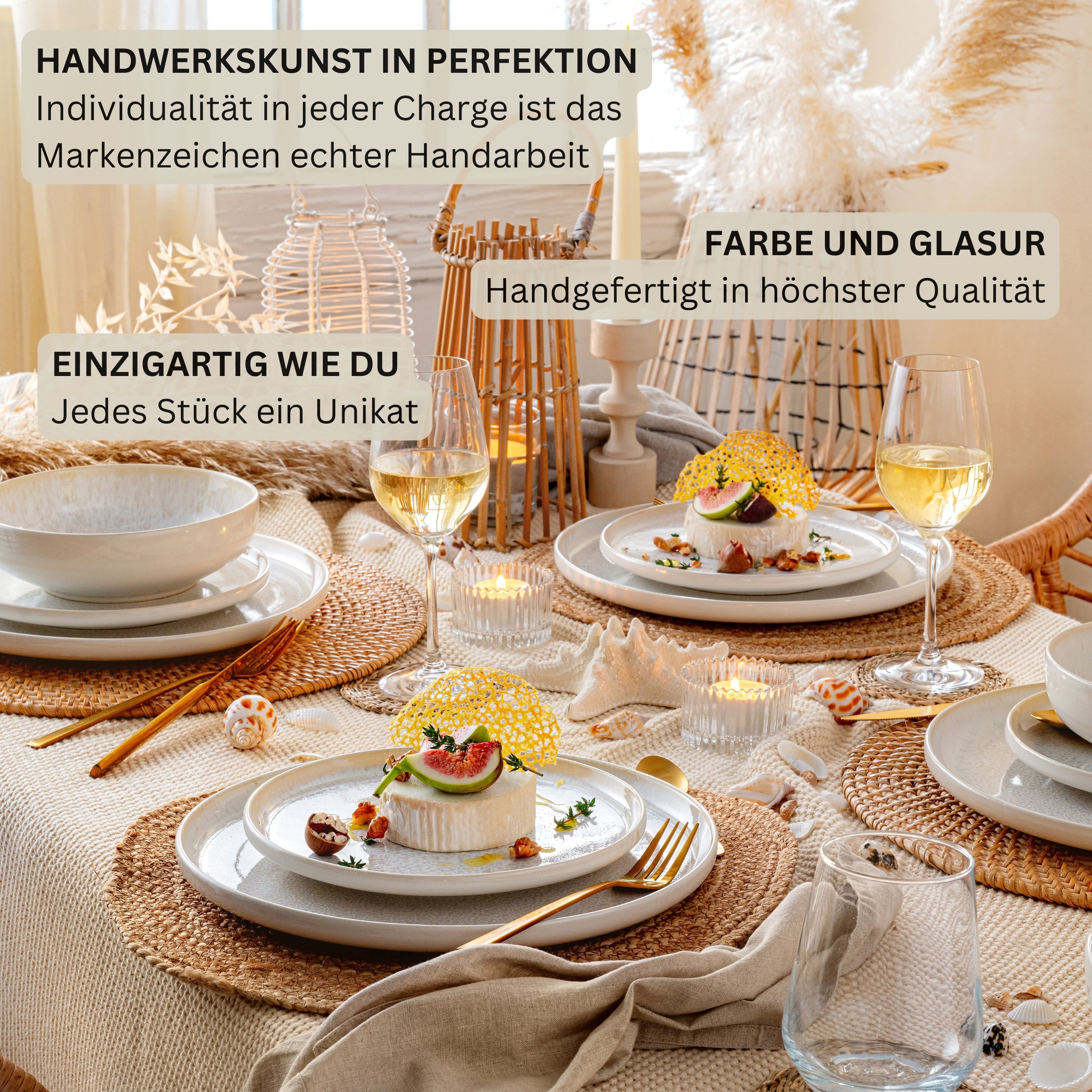 SÄNGER Steingut Geschirrset Korfu, Tafelservice 24 teilig für 8 Personen