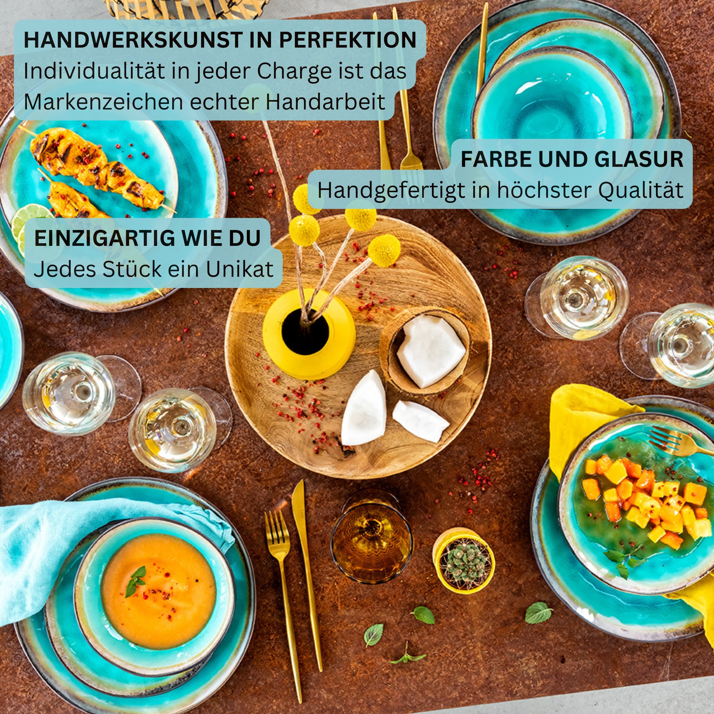 SÄNGER Steingut Geschirrset Capri, Tafelservice 24 teilig für 8 Personen