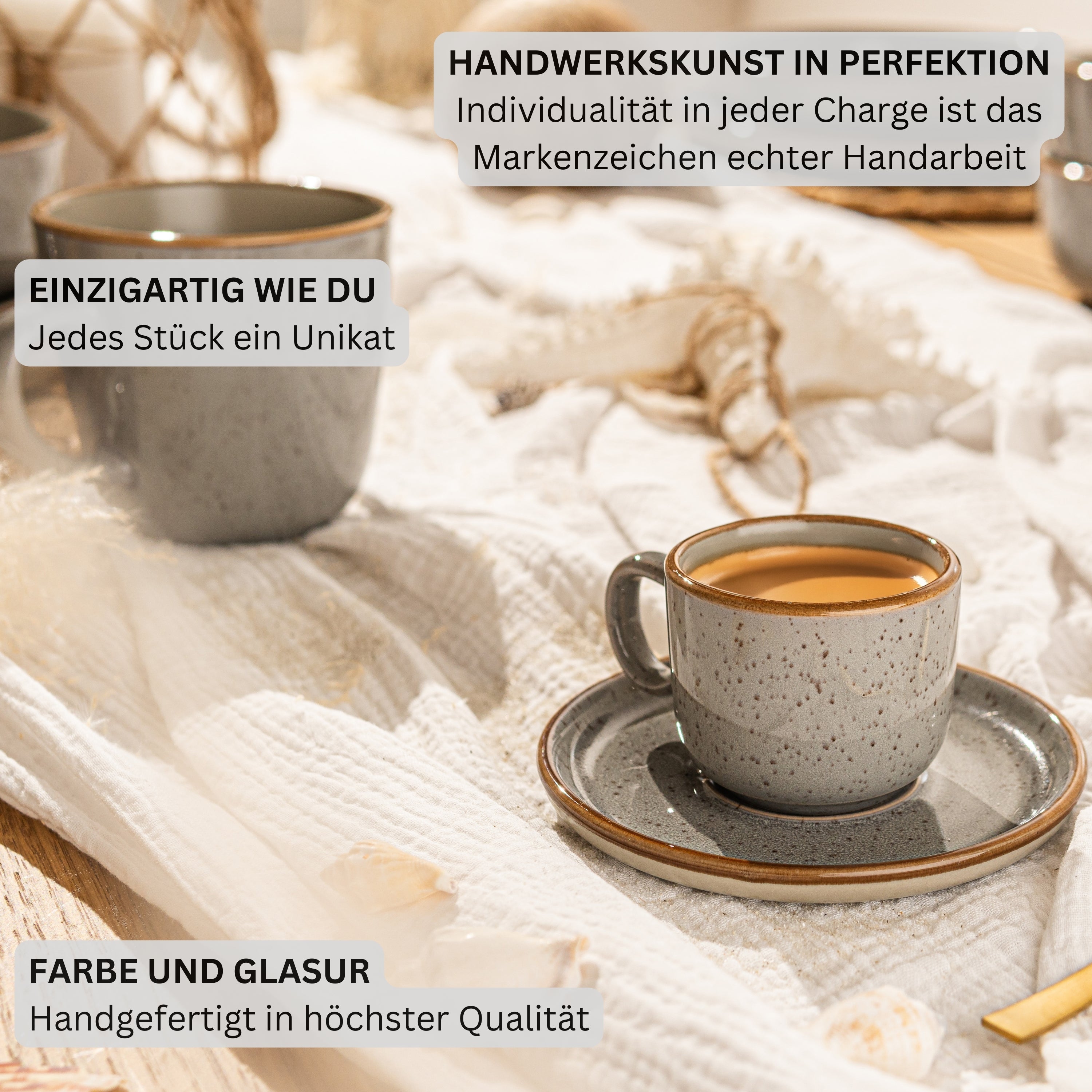 SÄNGER Espresso Cup Set Rio Pearl Grey 12-piece for 6 people