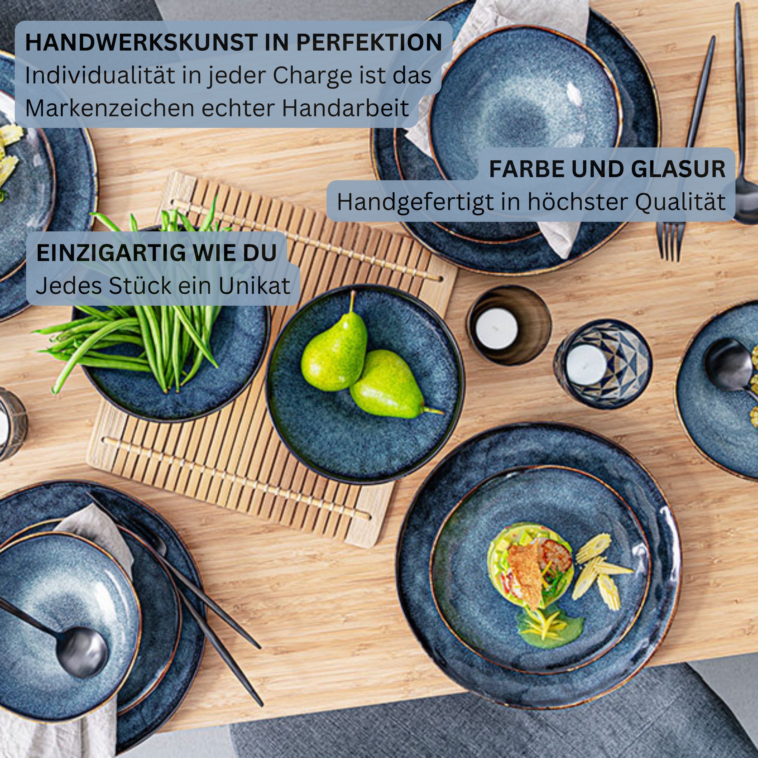 SÄNGER Stoneware Dinner Set Tokyo, Combi-Set 16 Pieces for 4 People