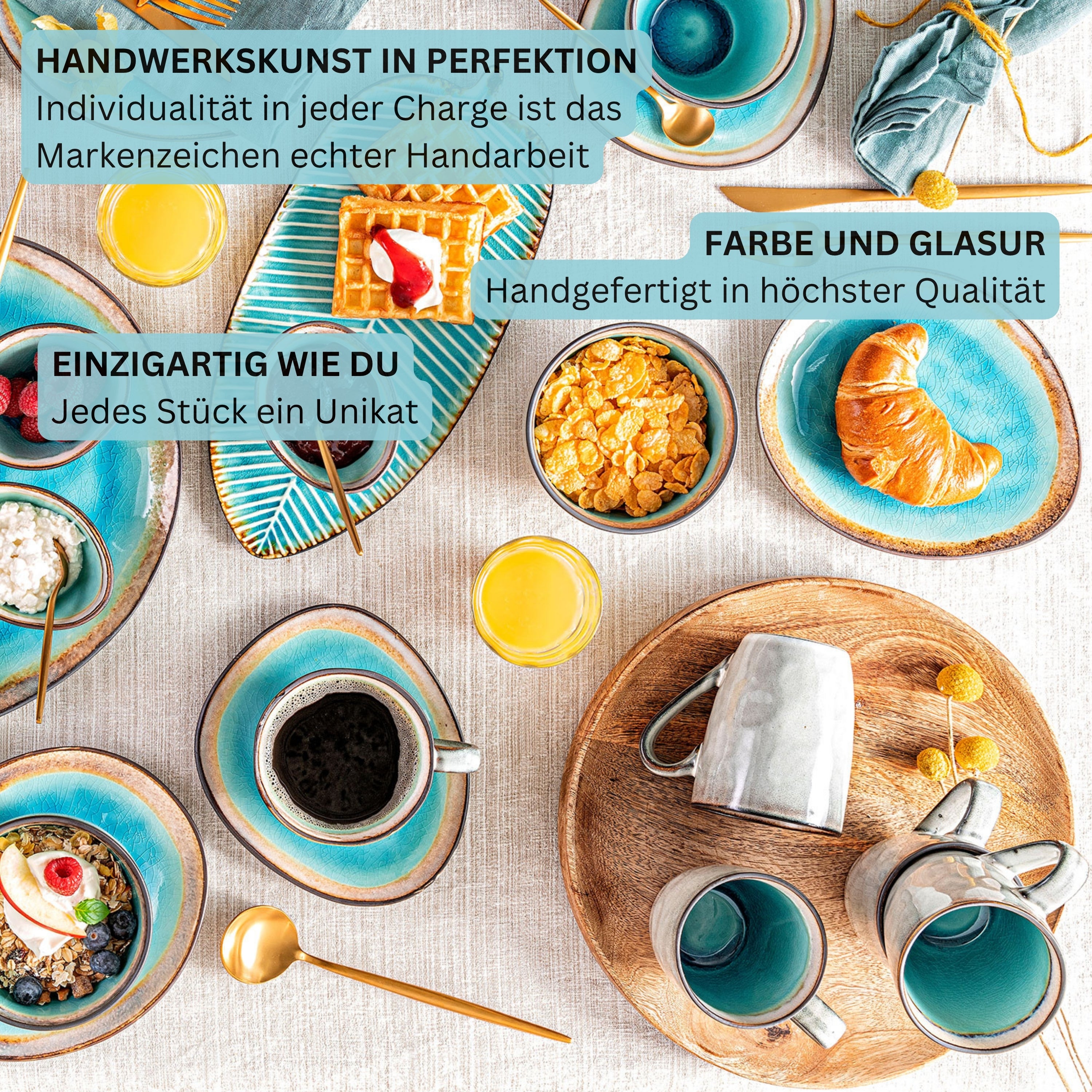 SÄNGER Steingut Geschirrset Capri, Kombiservice 16 teilig für 4 Personen