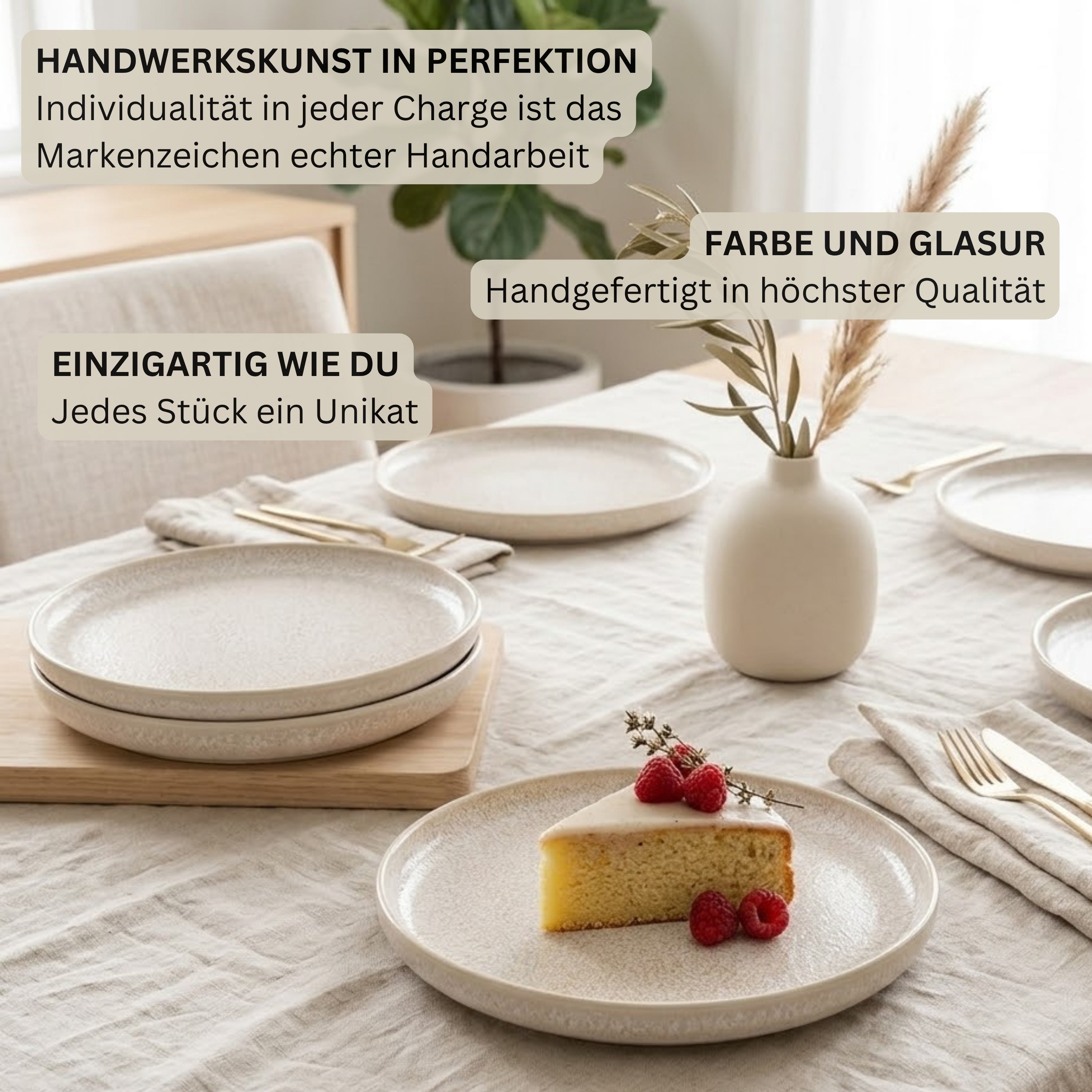 SÄNGER Steingut Dessertteller Korfu 4 teilig
