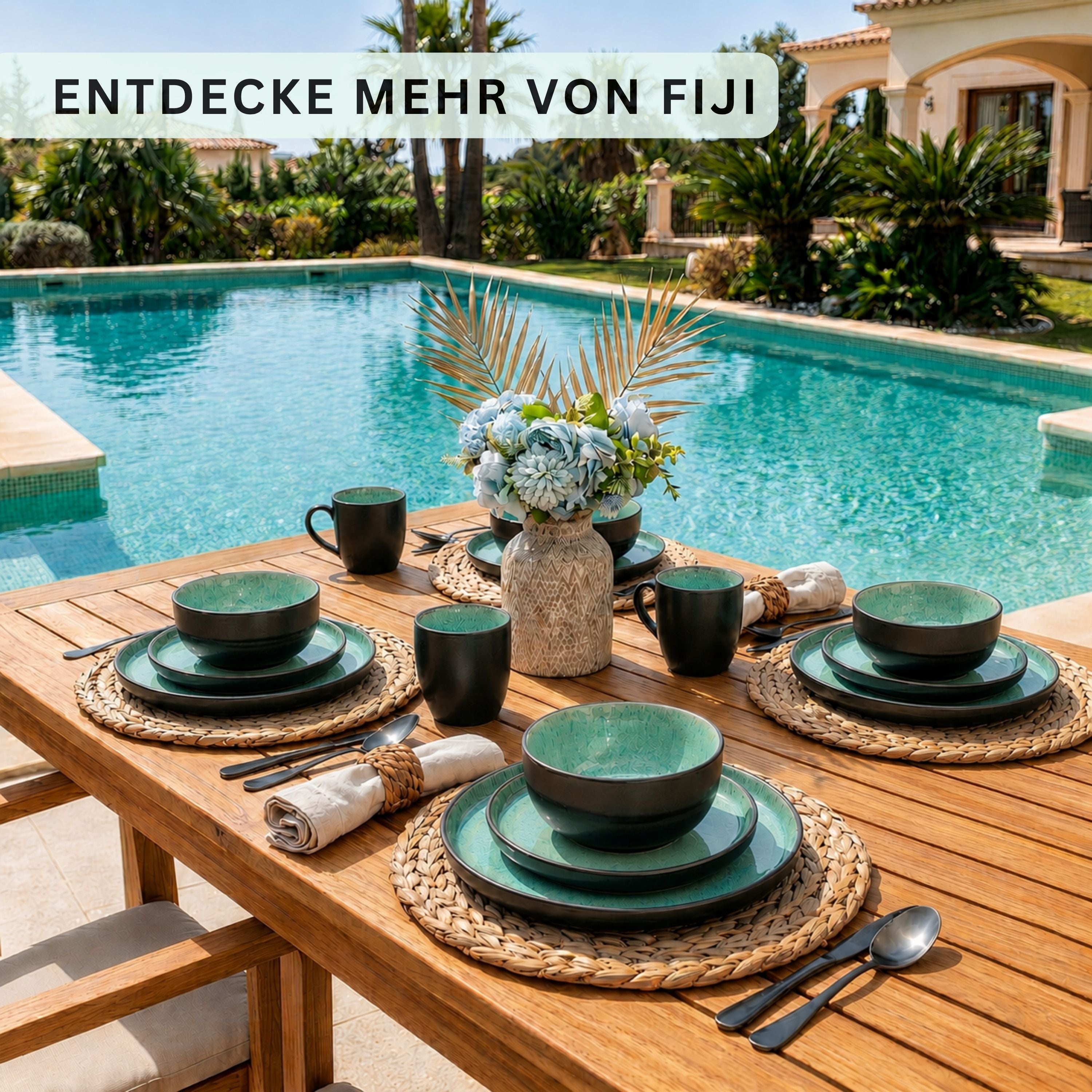 SÄNGER Steingut Geschirrset Fiji, Kombiservice 30 teilig für 6 Personen