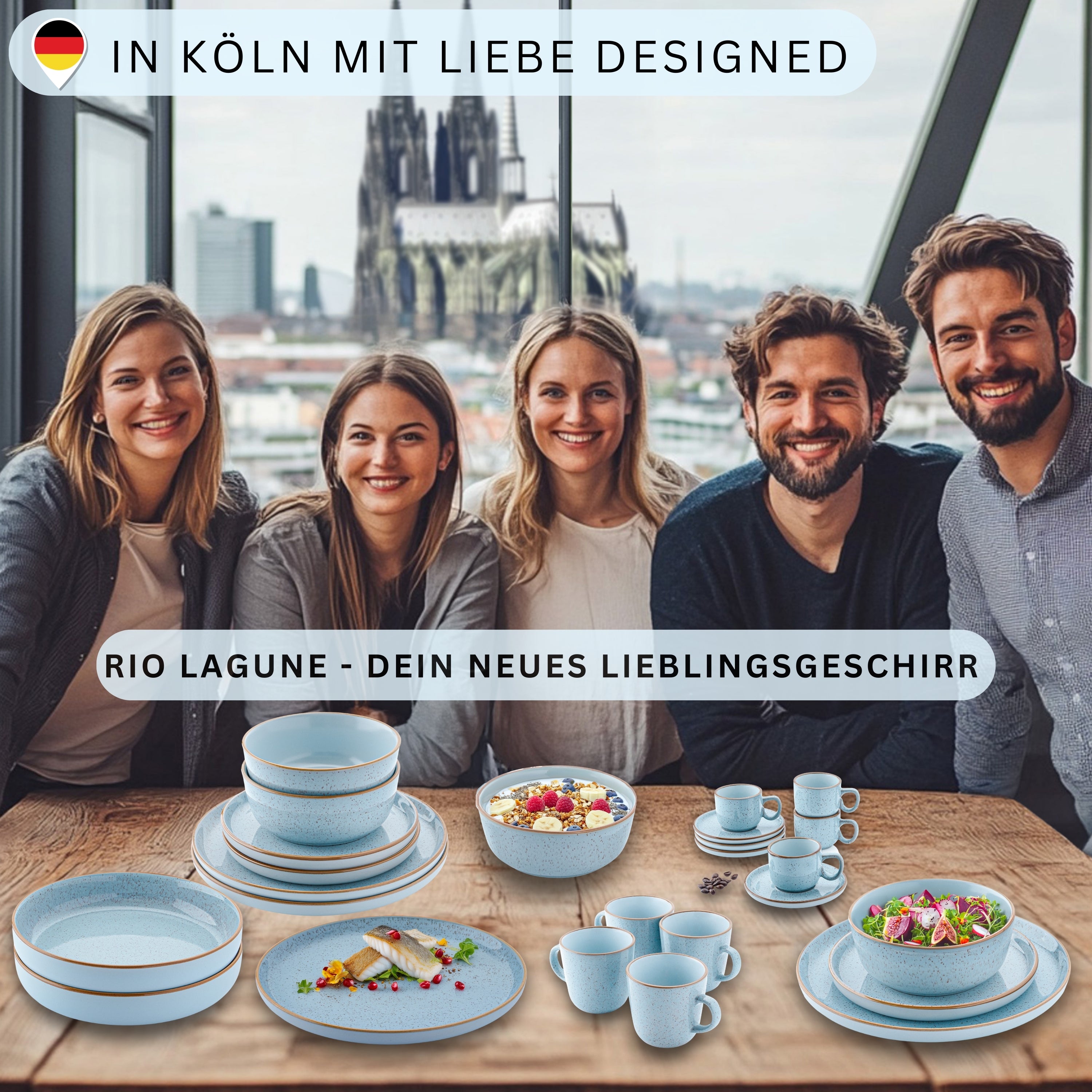 SÄNGER Speiseteller Set Rio Lagune 4 teilig