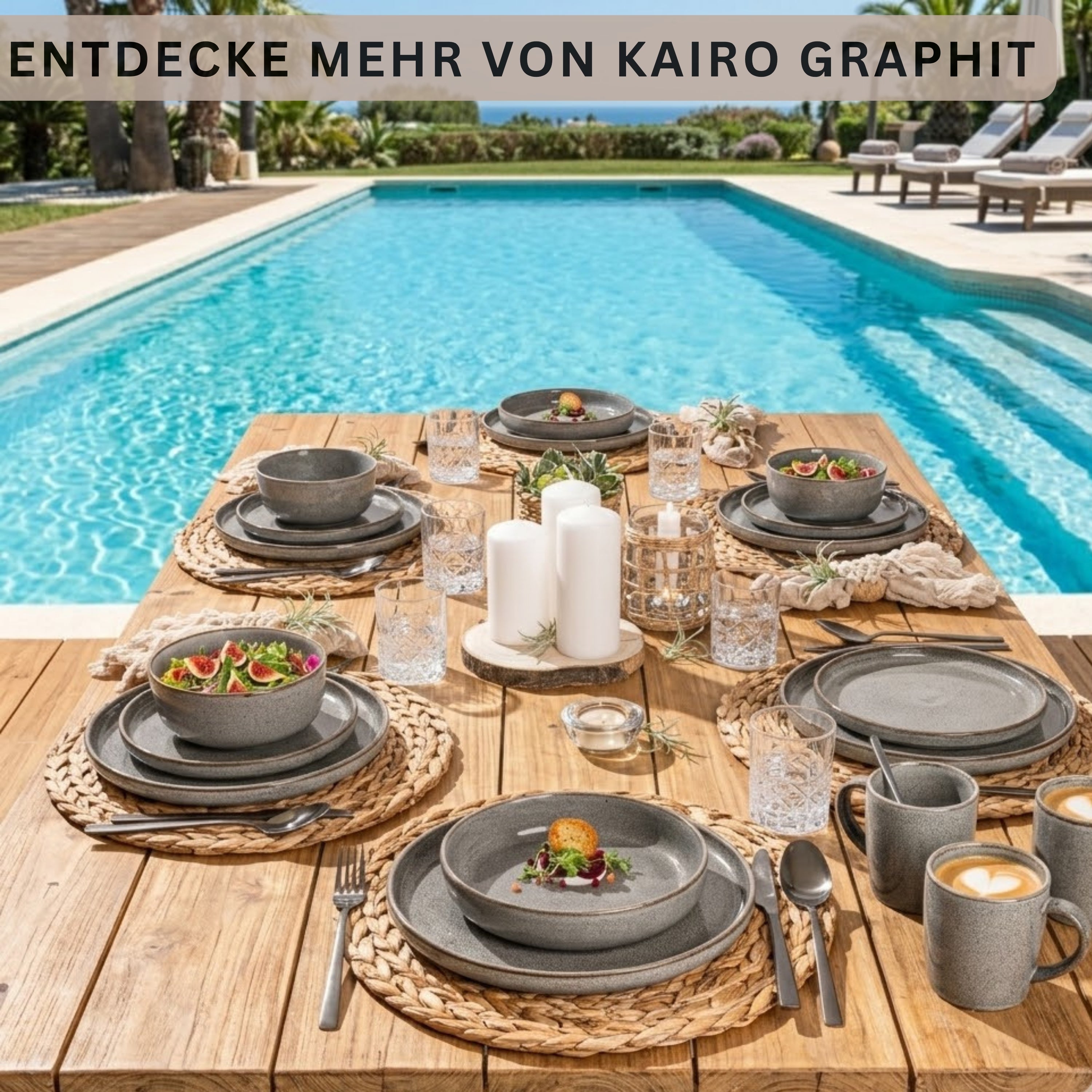 SÄNGER Kairo Graphite Combination Dinnerware Set - 30 Pieces Stoneware