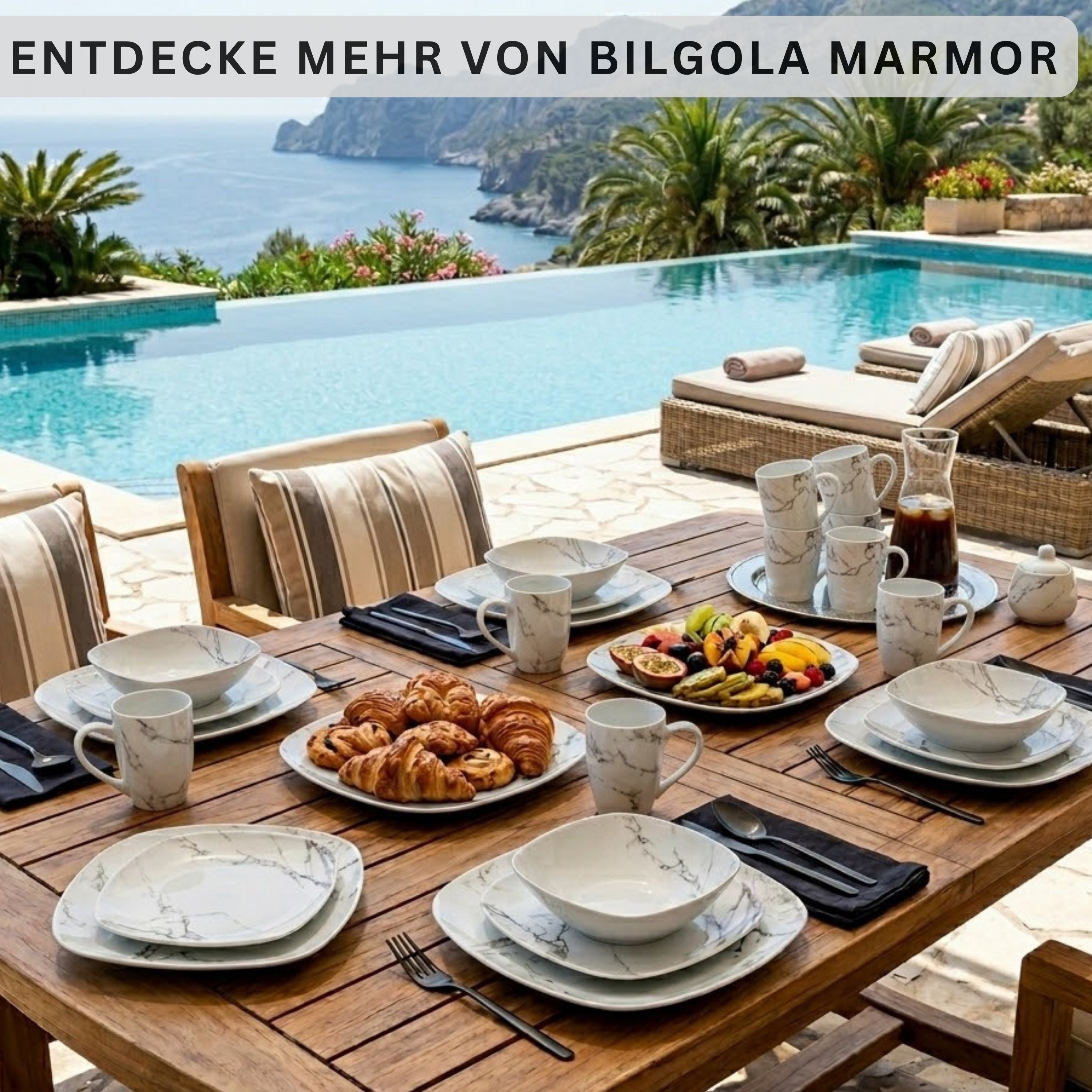 SÄNGER Porzellan Kombiservice Bilgola Marmor 30 teilig für 6 Personen