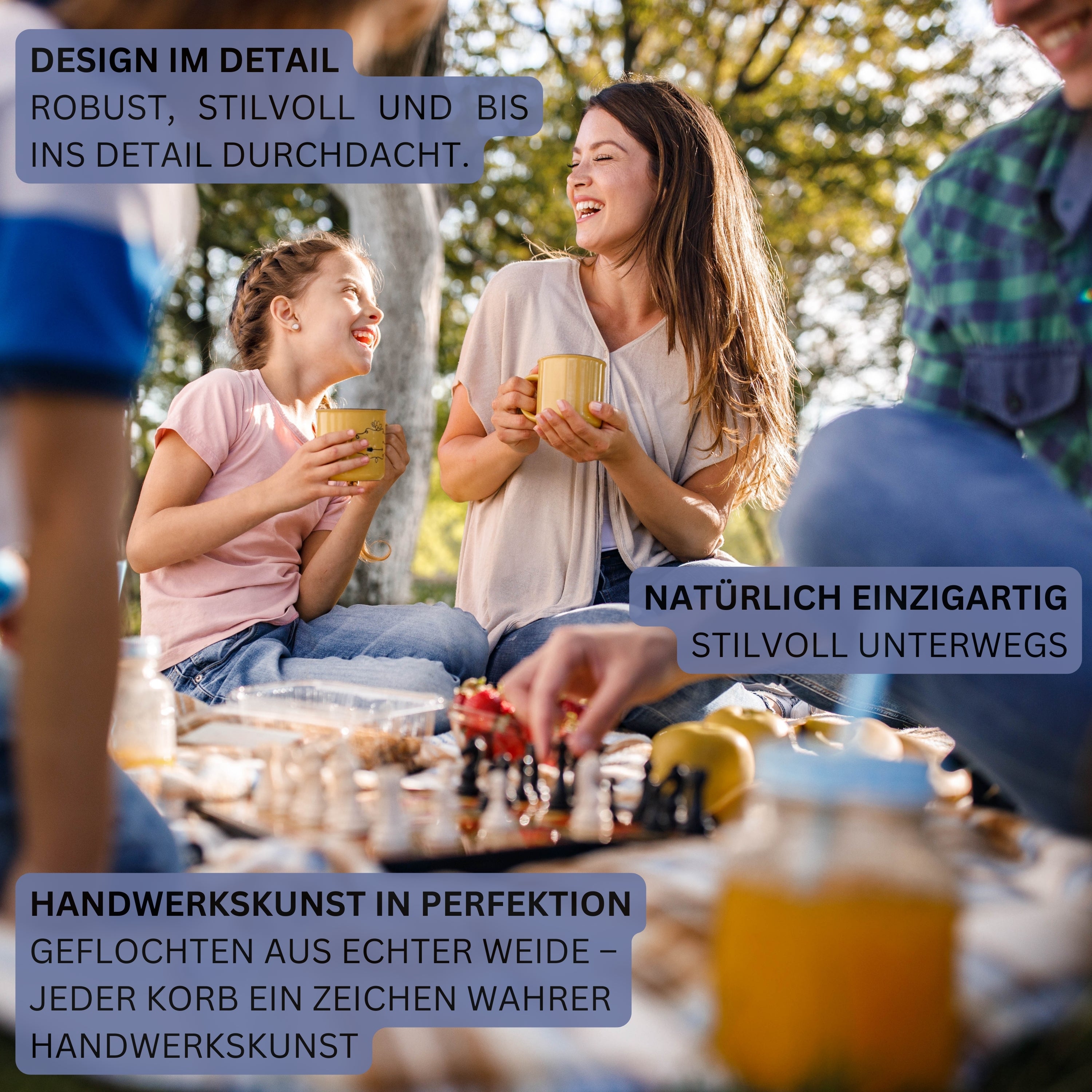 SÄNGER Picknickkorb Borkum mit integriertem Tisch & Kühltasche 25 teilig für 4 Personen