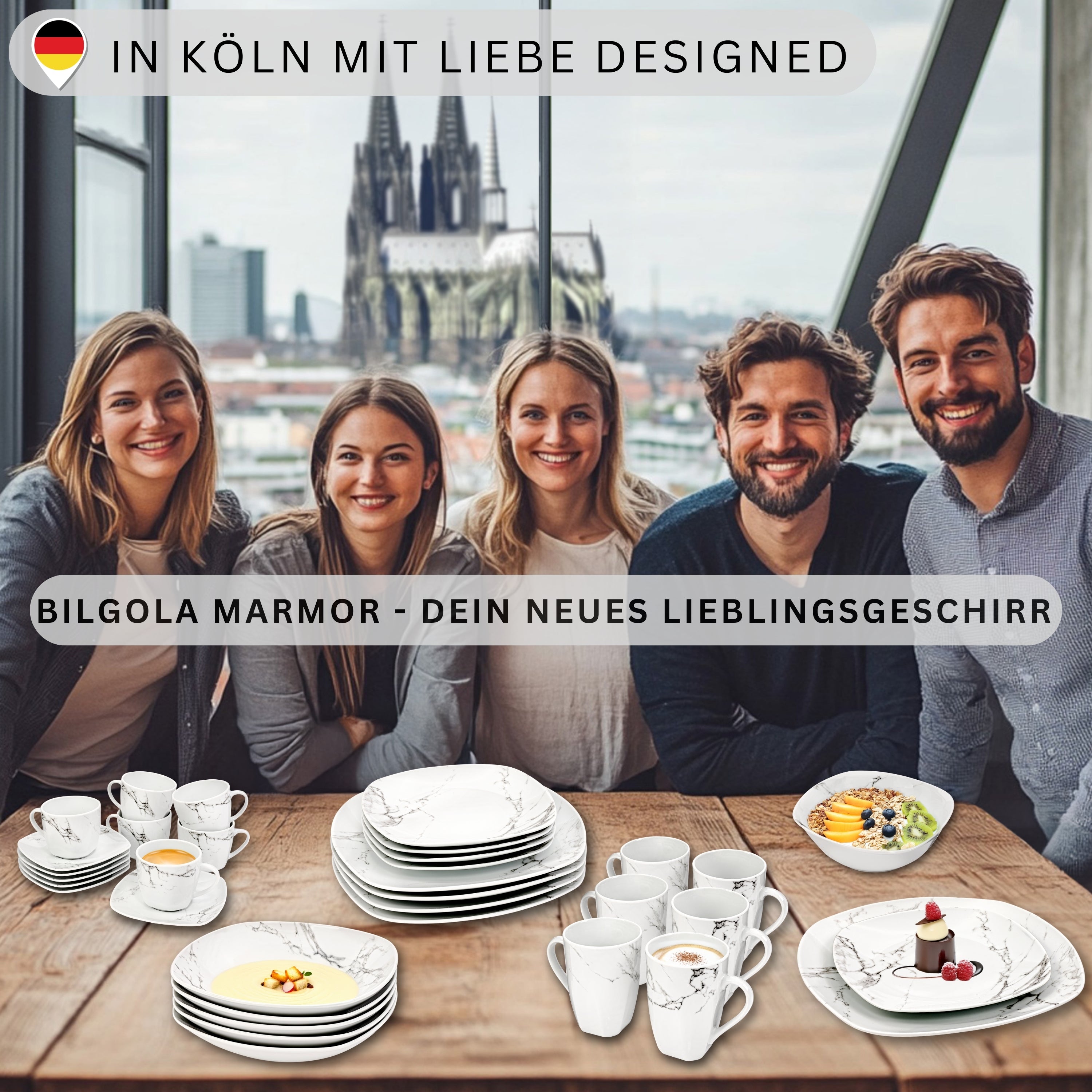 SÄNGER Porzellan Kombiservice Bilgola Marmor 36 teilig für 6 Personen