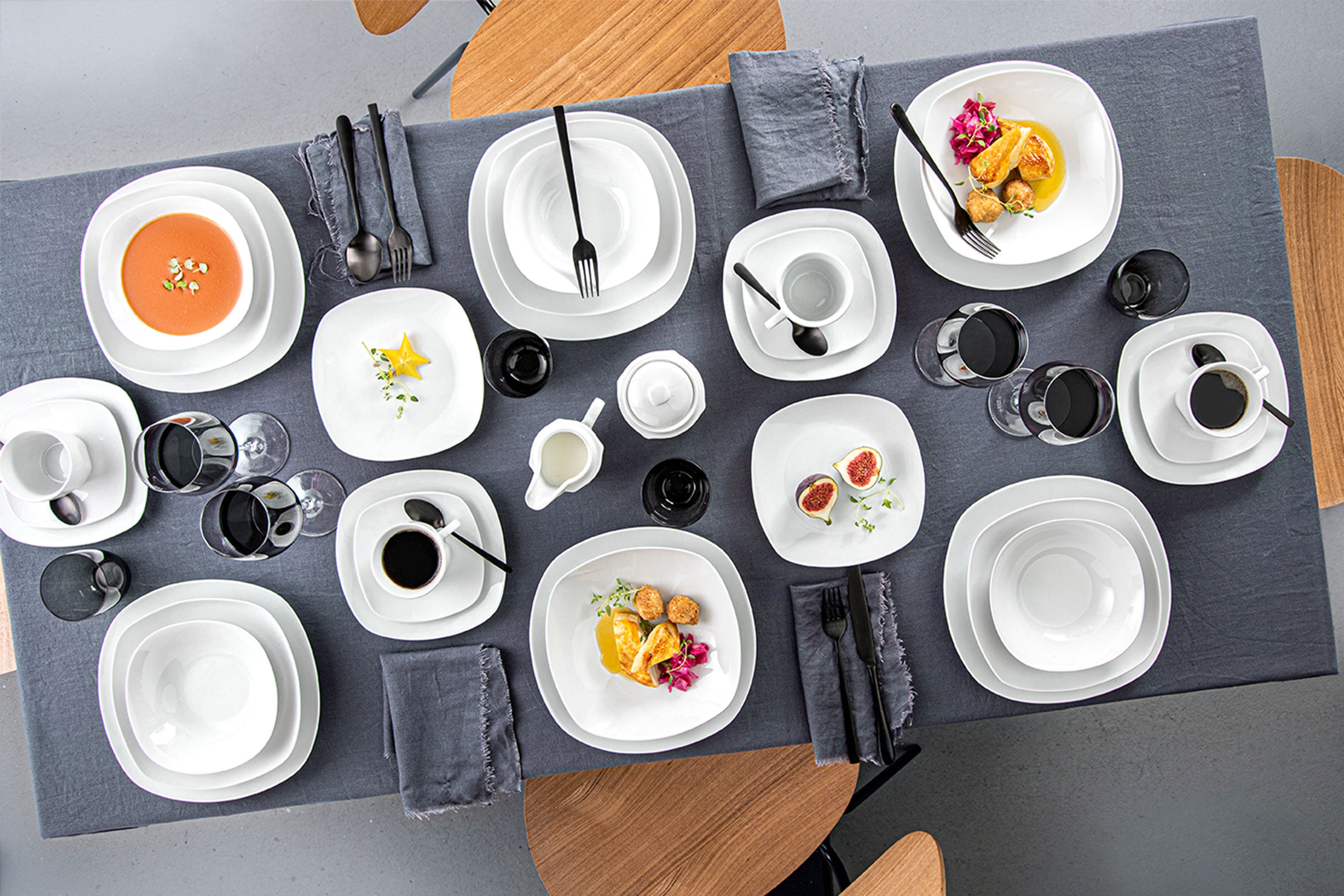 SÄNGER Porzellan Geschirrset Bilgola, Kombiservice 86 teilig für 12 Personen