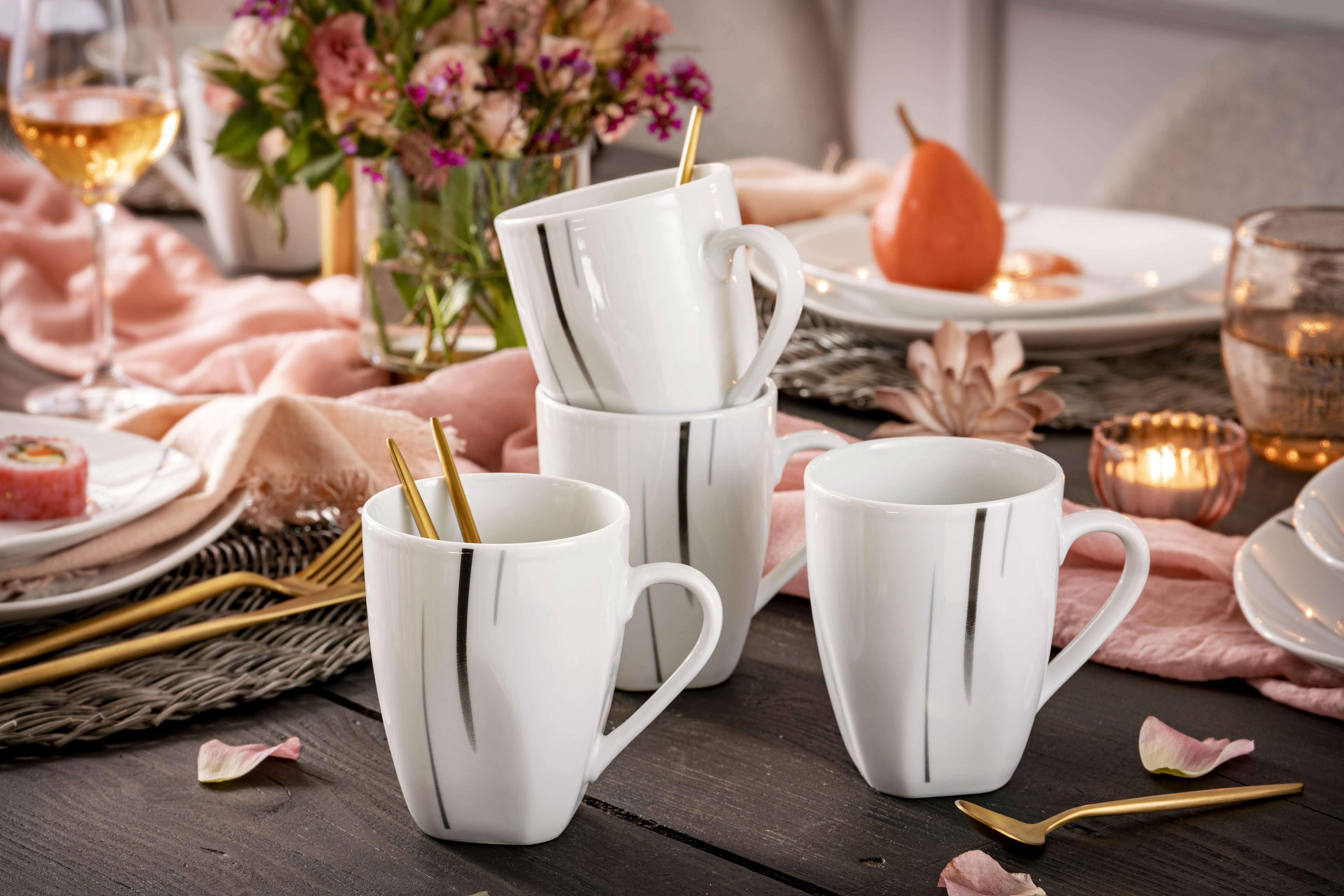 SÄNGER Kaffeebecher Set Bilgola Black Lines 6 teilig