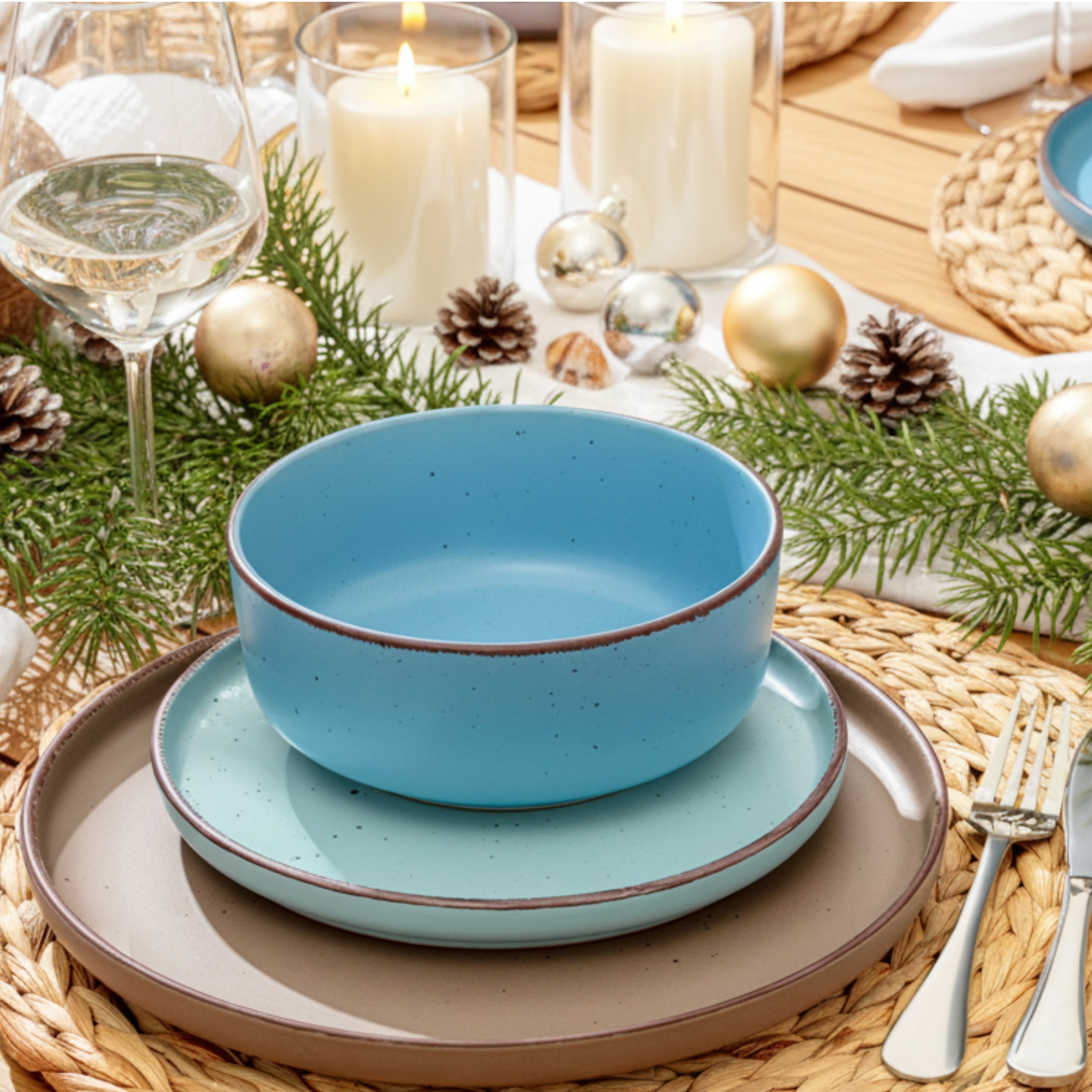 SÄNGER Steingut Geschirrset Bombay Meeresboden 20 teilig für 4 Personen