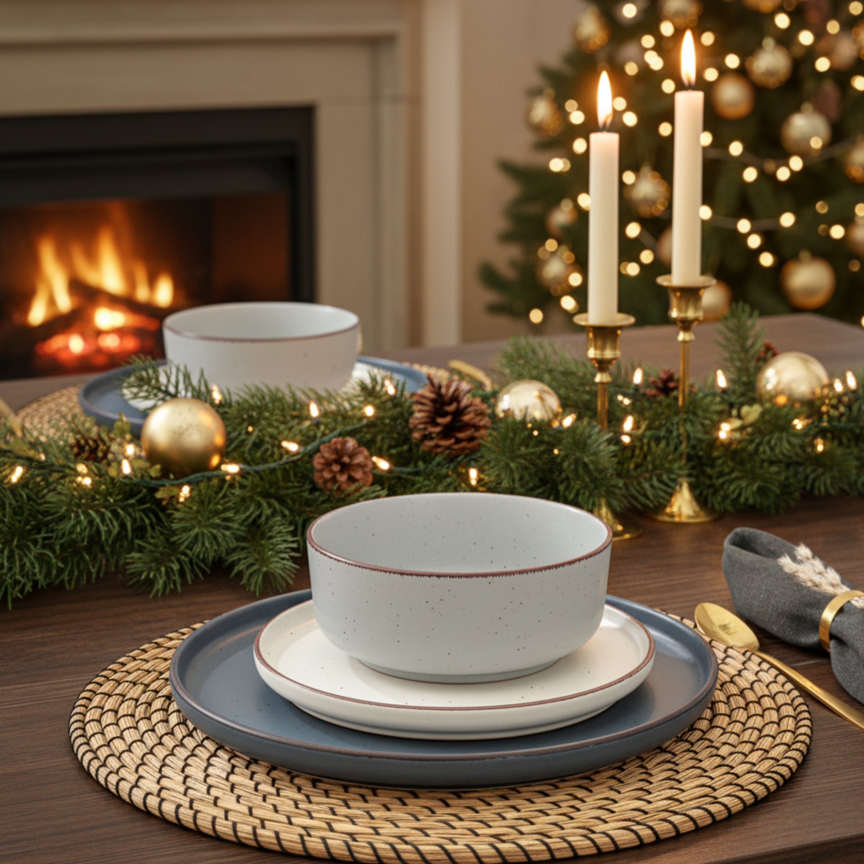 SÄNGER Steingut Geschirrset Bombay Moonlight 12 teilig für 4 Personen