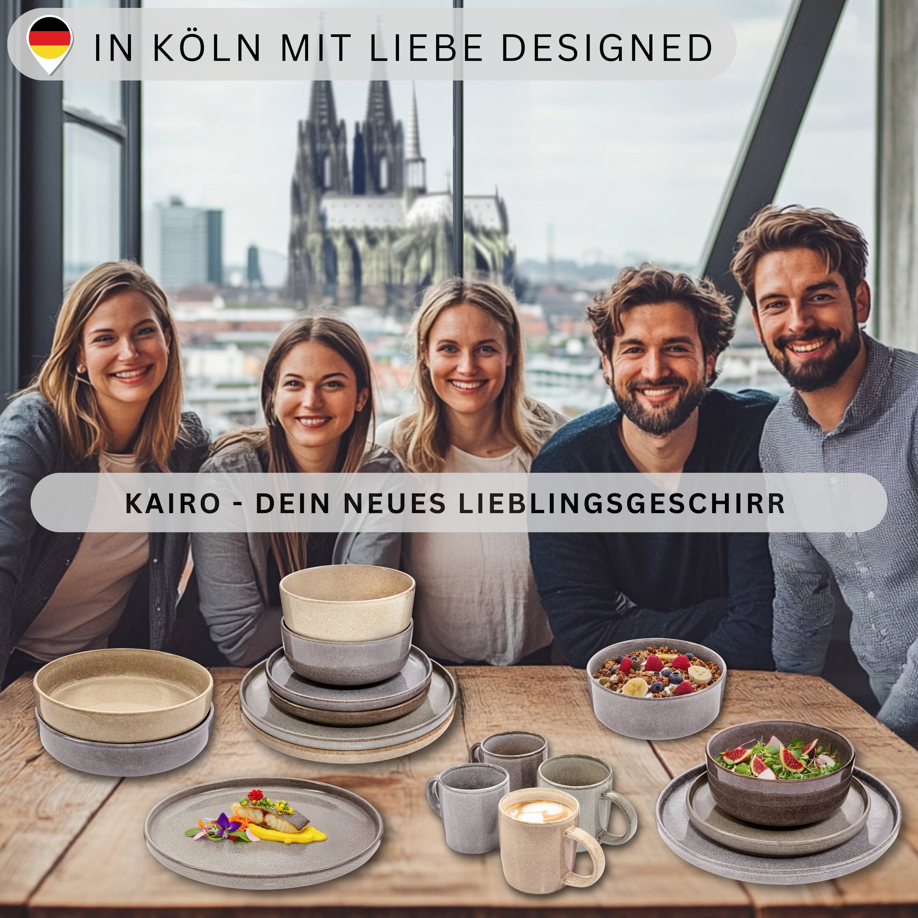 SÄNGER Dessertteller Set Kairo - 4 teilig aus Steingut