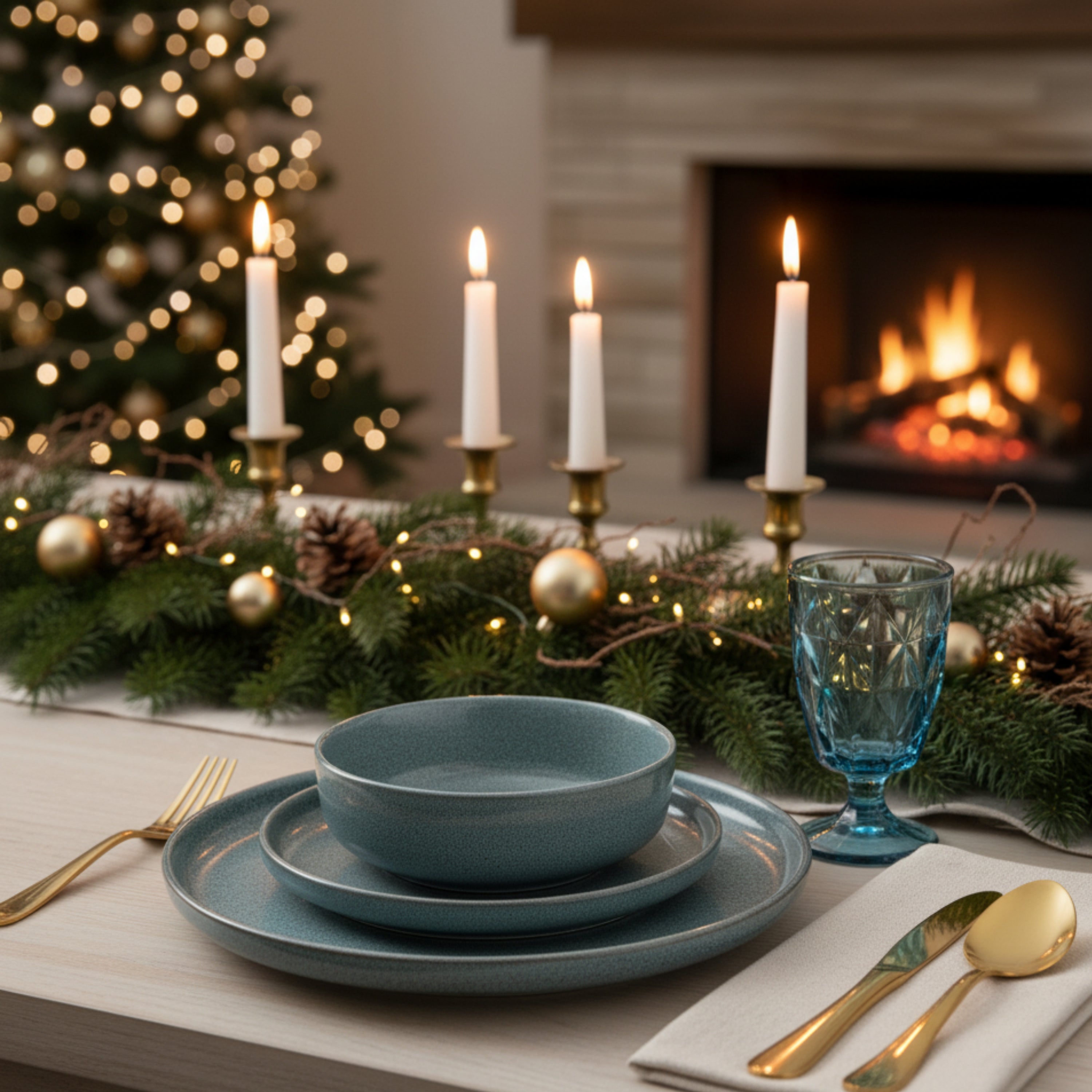 SÄNGER Steingut Geschirrset Kairo Ocean 18 teilig für 6 Personen