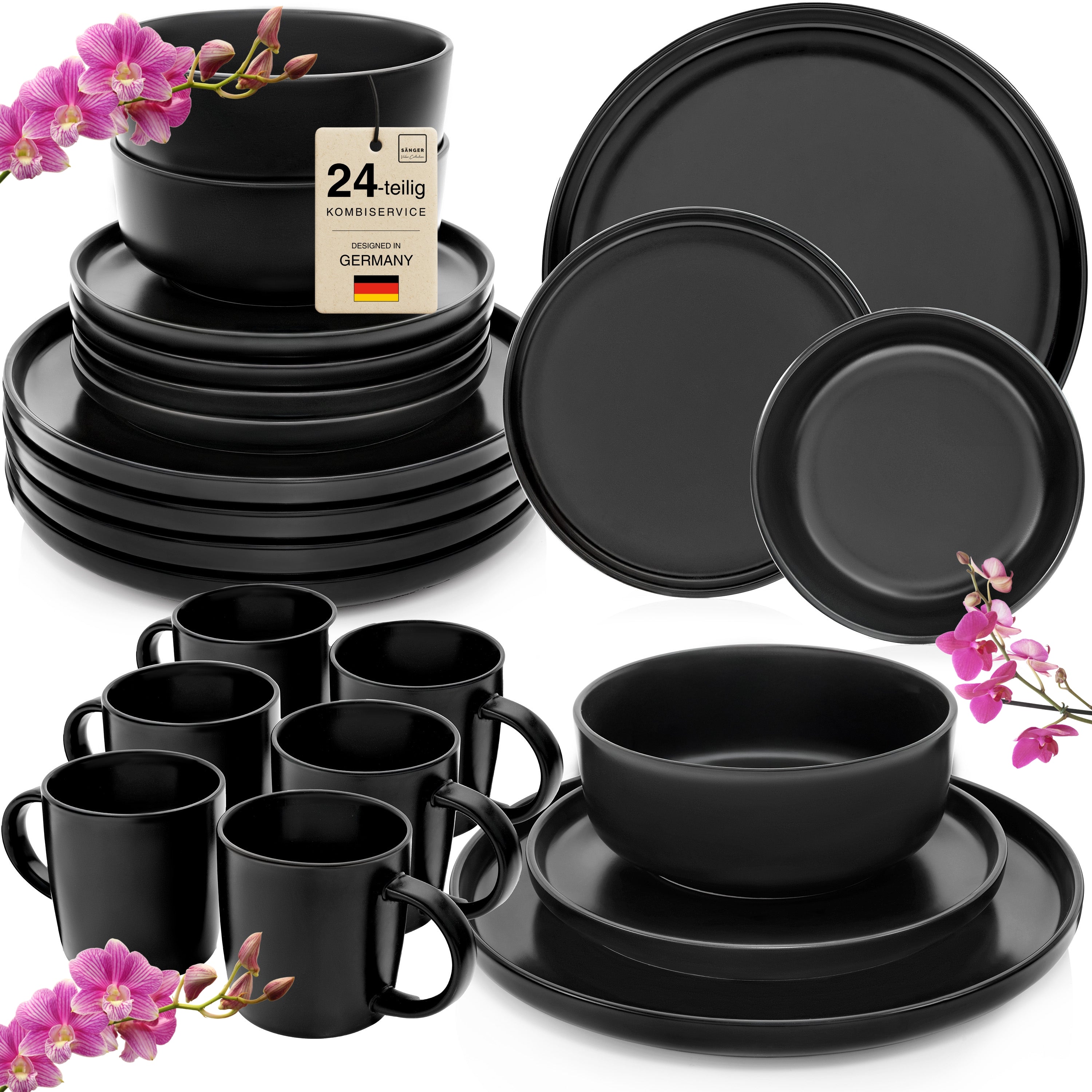 SÄNGER Steingut Geschirrset Madeira, Kombiservice 24 teilig für 6 Personen