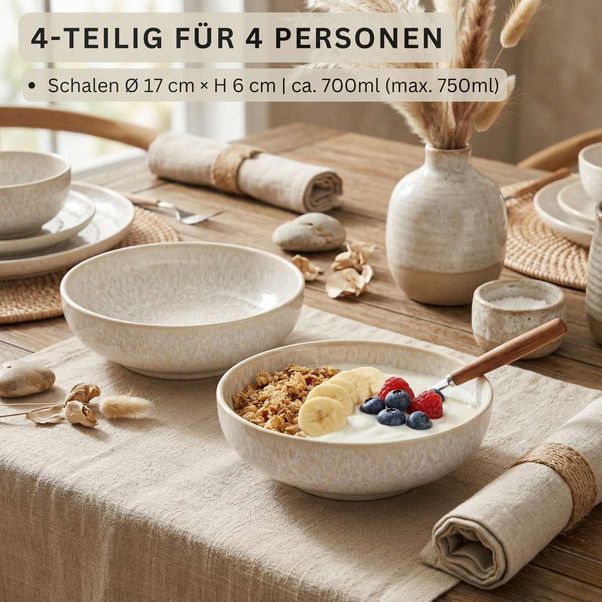 SÄNGER Steingut Bowl Korfu 4 teilig
