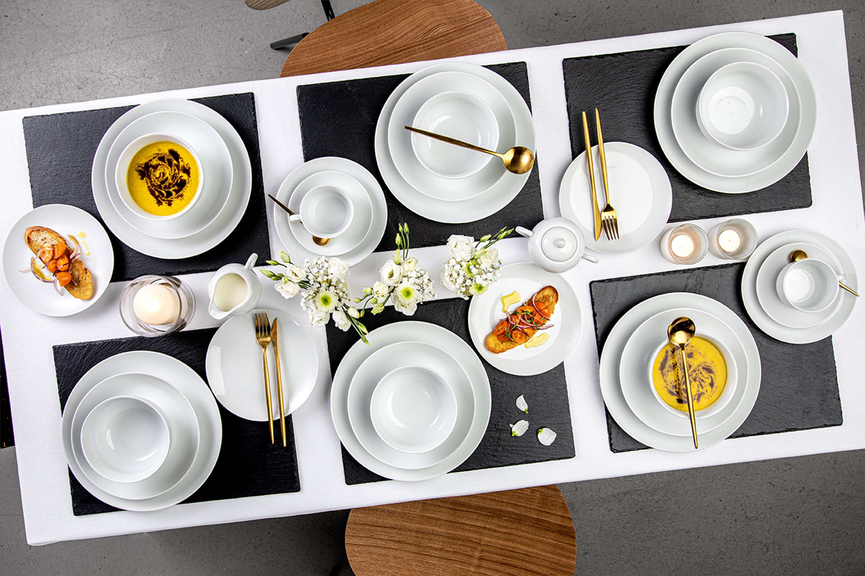 SÄNGER Porzellan Geschirrset New Port, Tafelservice 24 teilig für 6 Personen