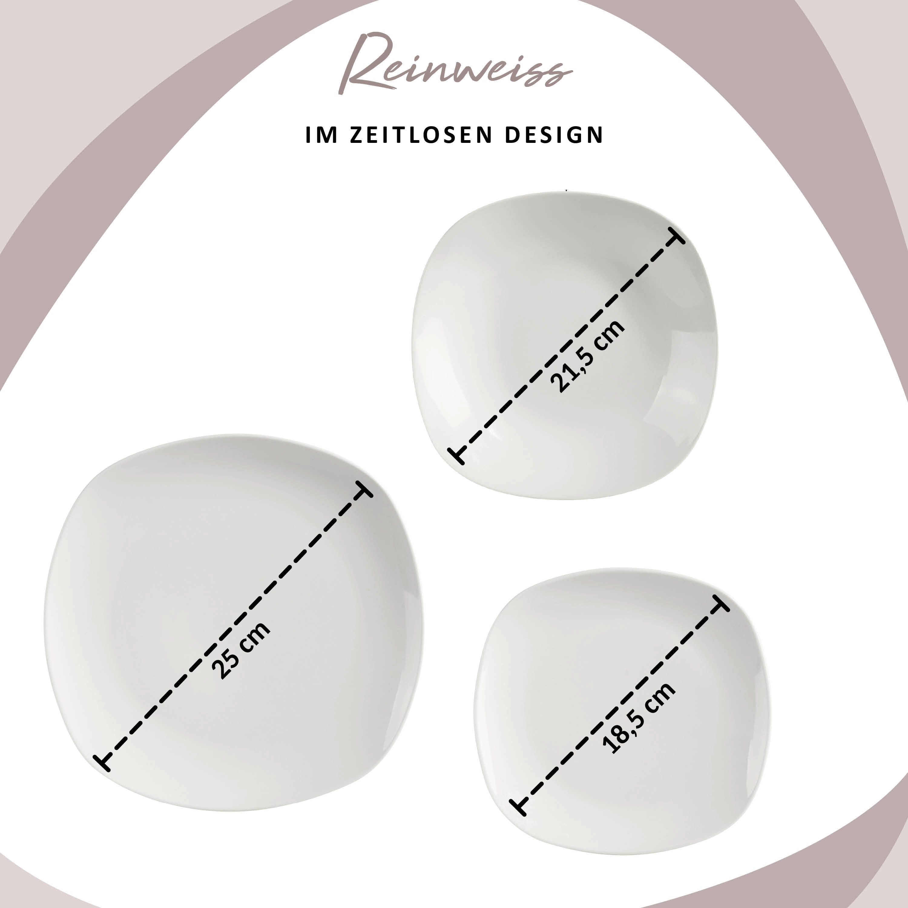 SÄNGER Porzellan Geschirrset Bilgola, Tafelservice 24 teilig für 6 Personen