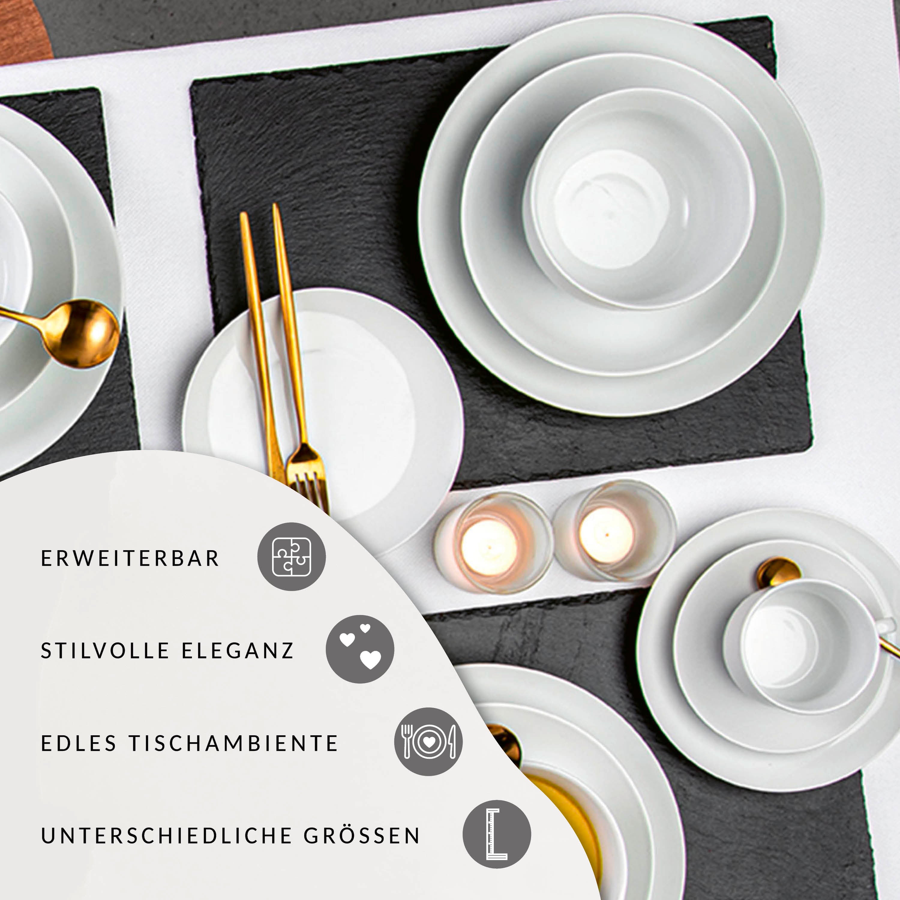 SÄNGER Porzellan Geschirrset New Port, Tafelservice 24 teilig für 6 Personen