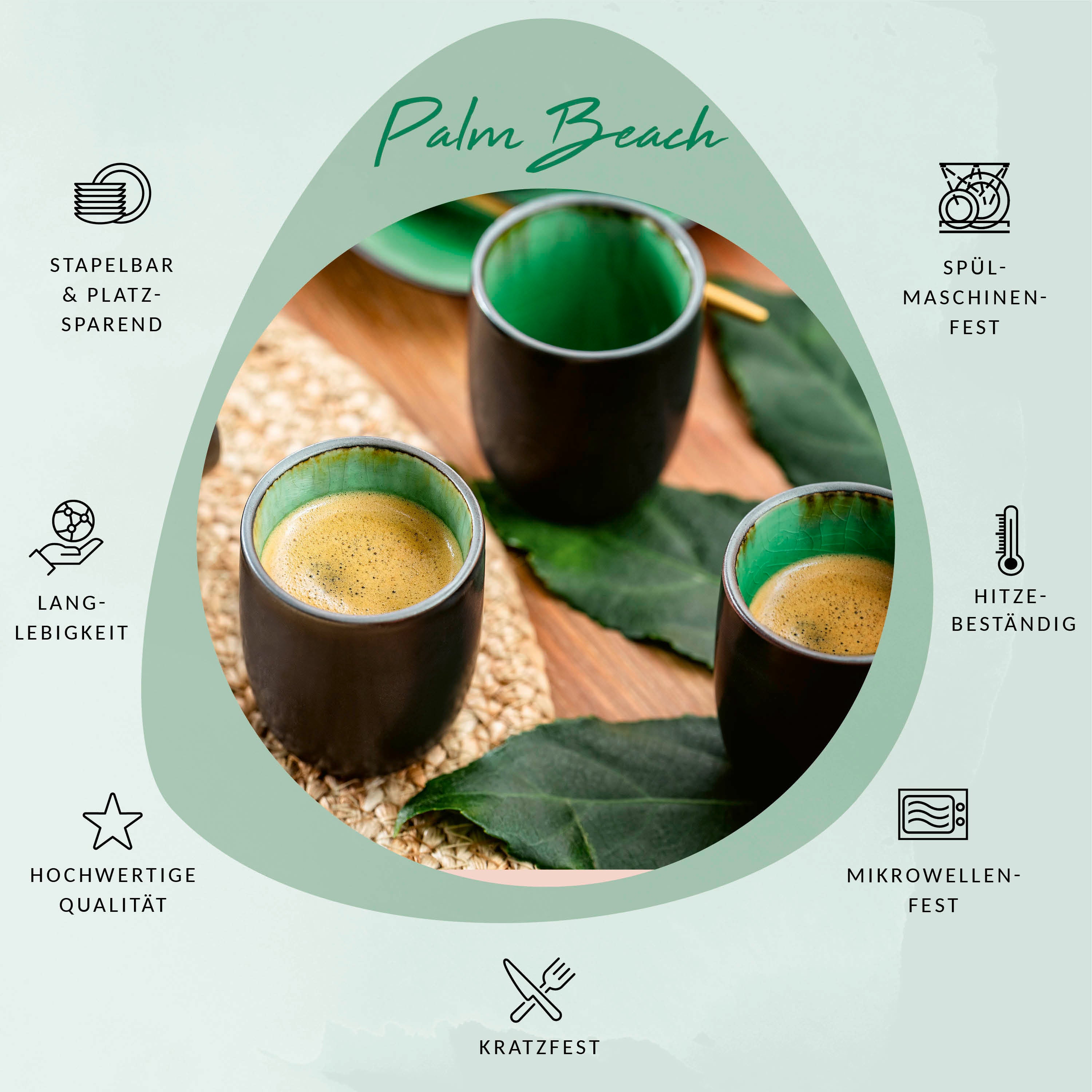 SÄNGER Espressobecher Set Palm Beach 4 teilig