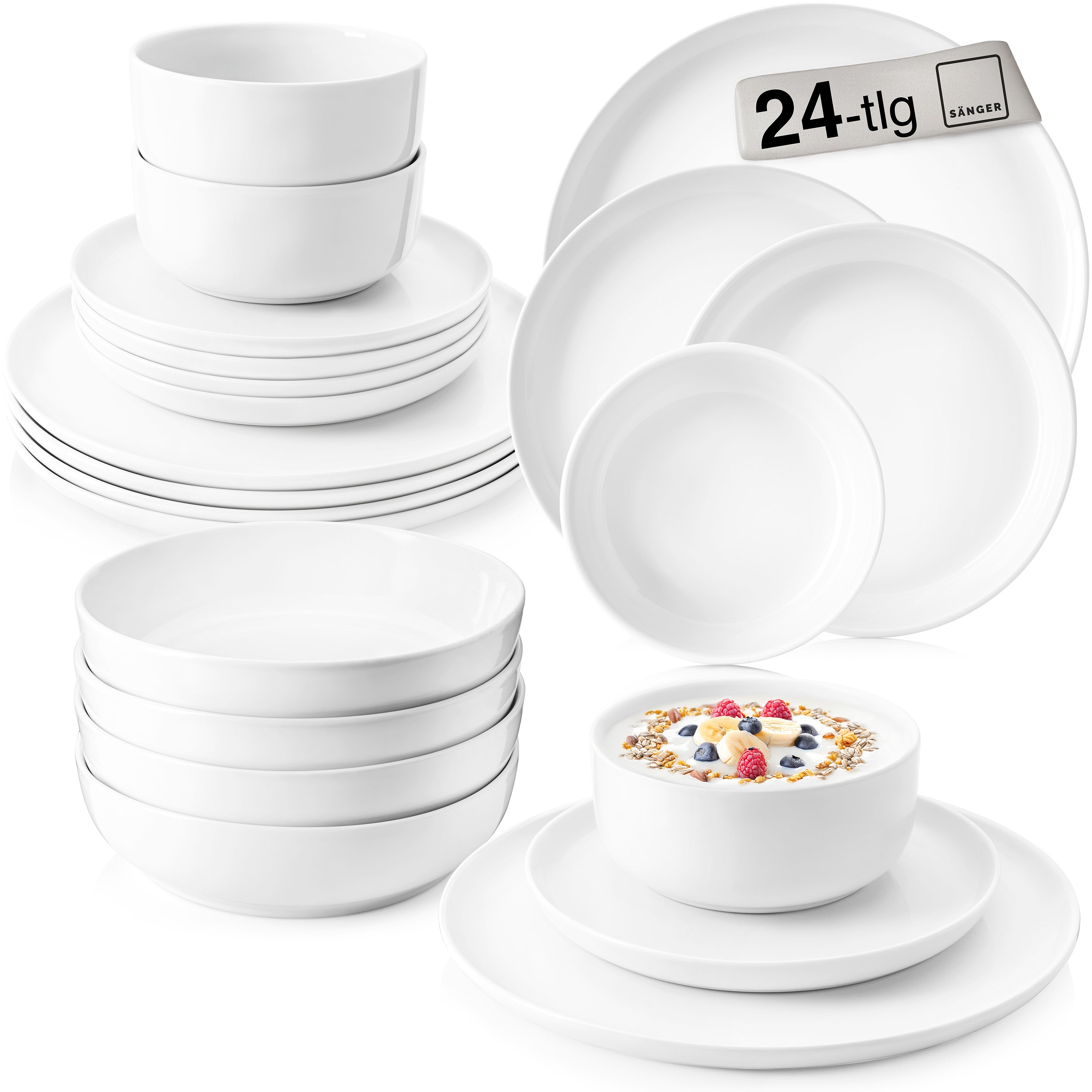 SÄNGER Porzellan Geschirrset Marlo 24-teilig für 6 Personen