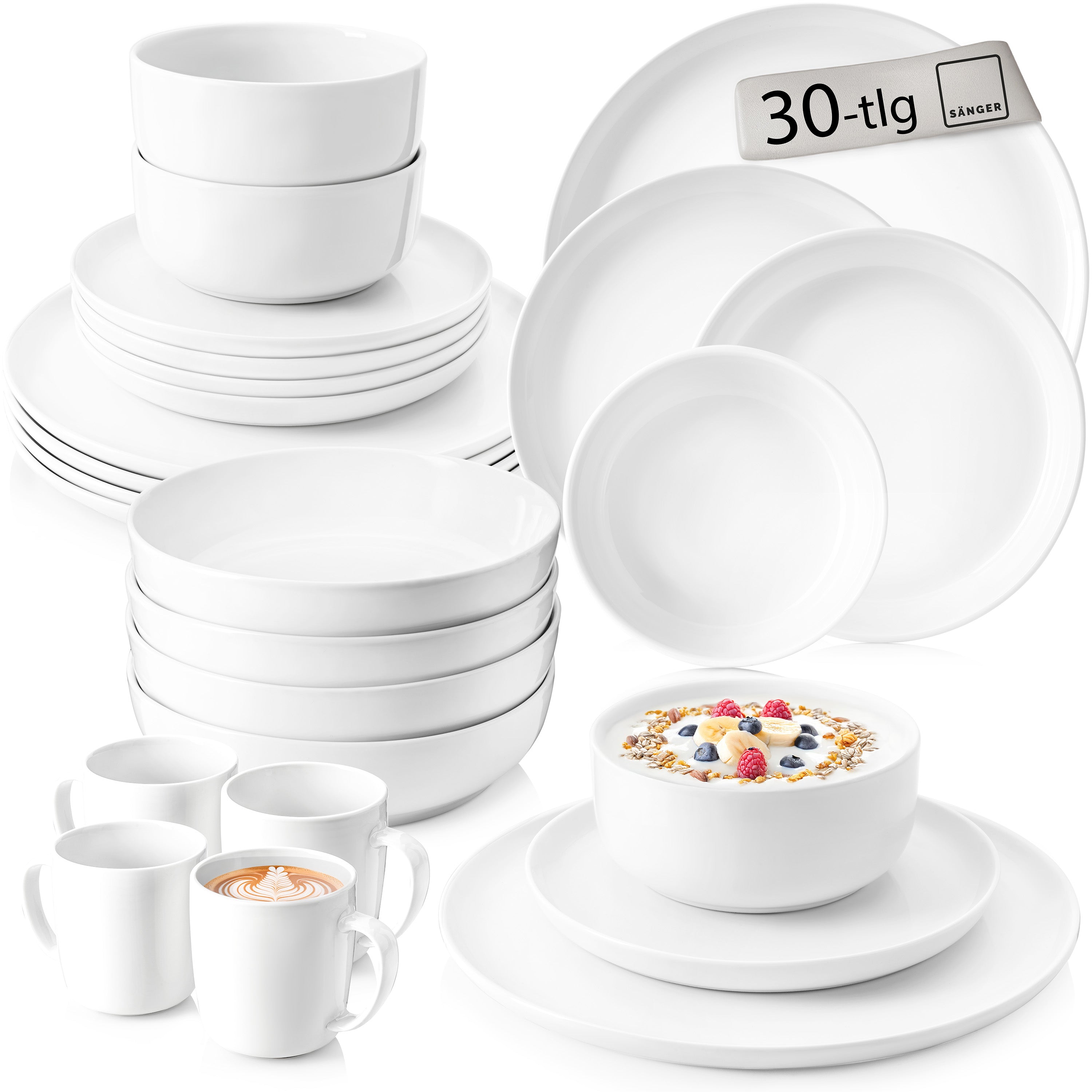 SÄNGER Porzellan Geschirrset Marlo 30-teilig für 6 Personen