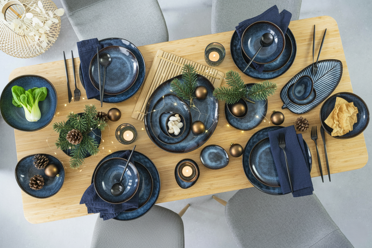 SÄNGER Steingut Geschirrset Tokio, Tafelservice 24 teilig für 8 Personen