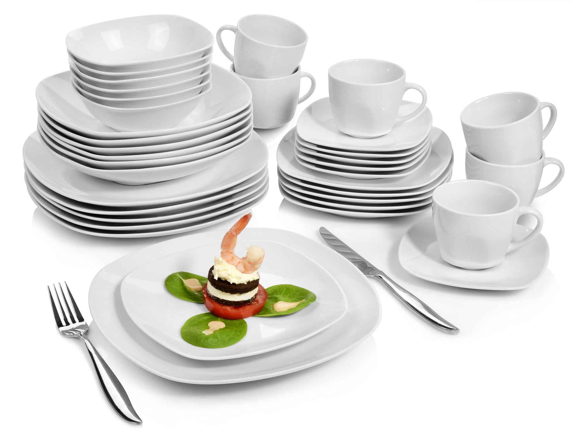 SÄNGER Porzellan Geschirrset Bilgola, Kombiservice 36 teilig für 6 Personen