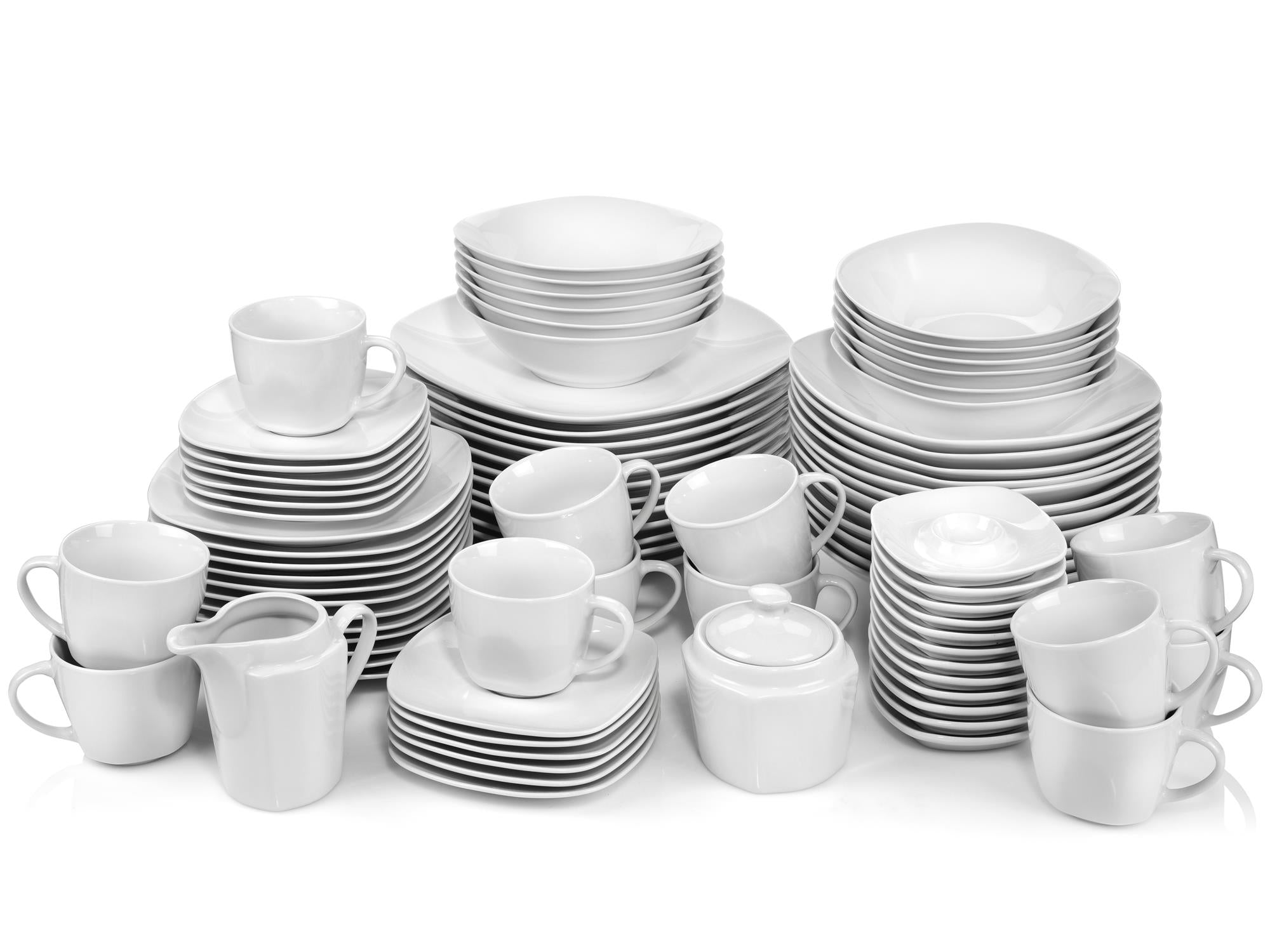 SÄNGER Porzellan Geschirrset Bilgola, Kombiservice 86 teilig für 12 Personen