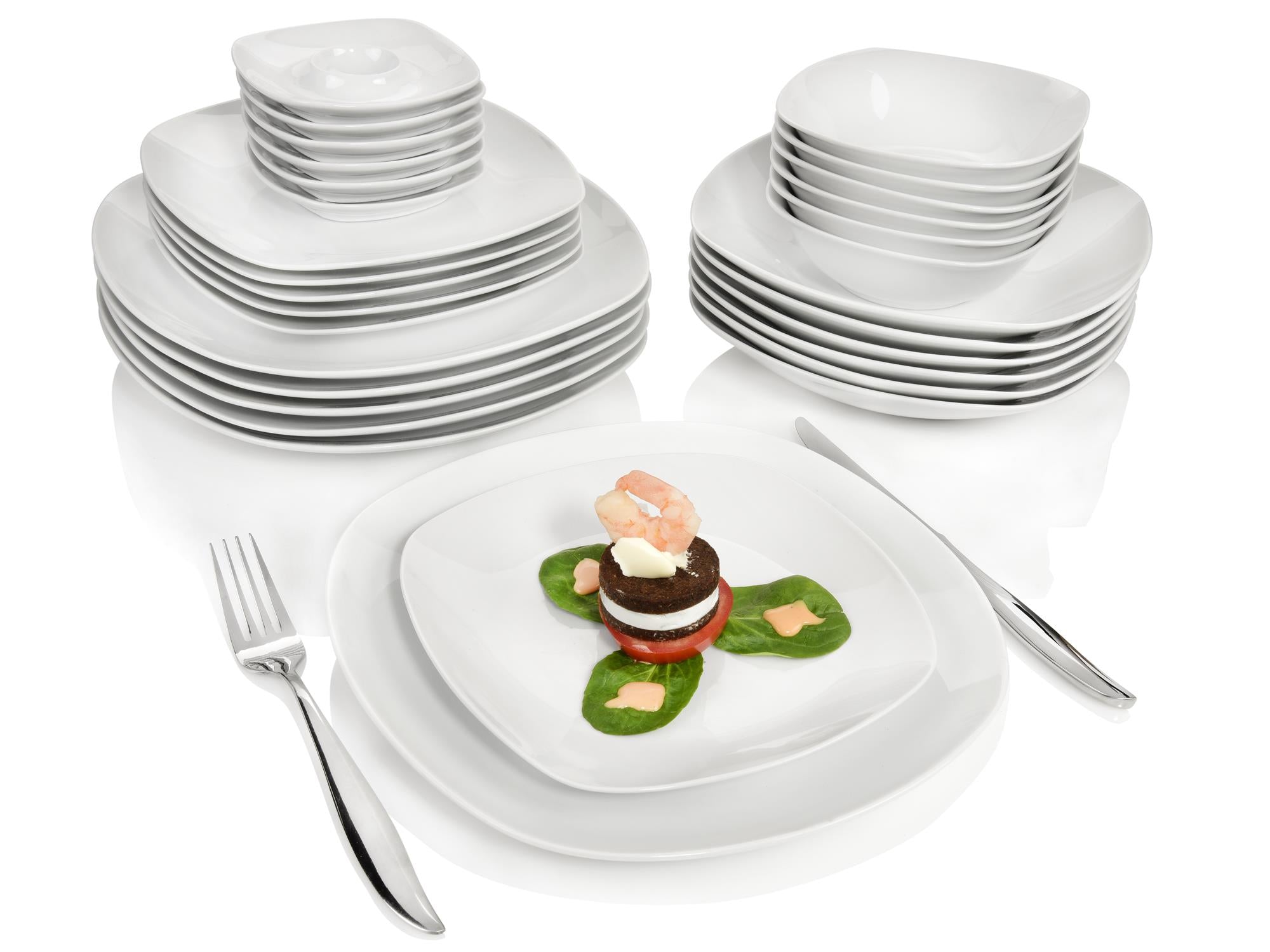 SÄNGER Porzellan Geschirrset Bilgola, Tafelservice 30 teilig für 6 Personen