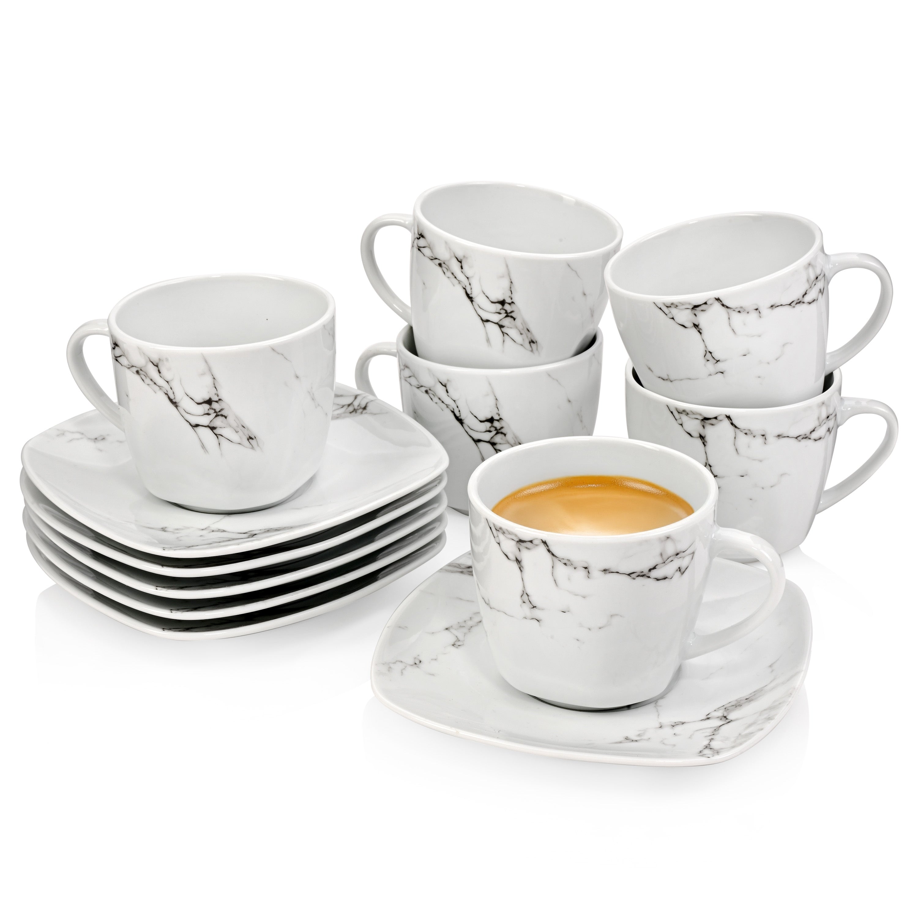 SÄNGER Kaffeetassen Set Bilgola Marmor 12 teilig für 6 Personen