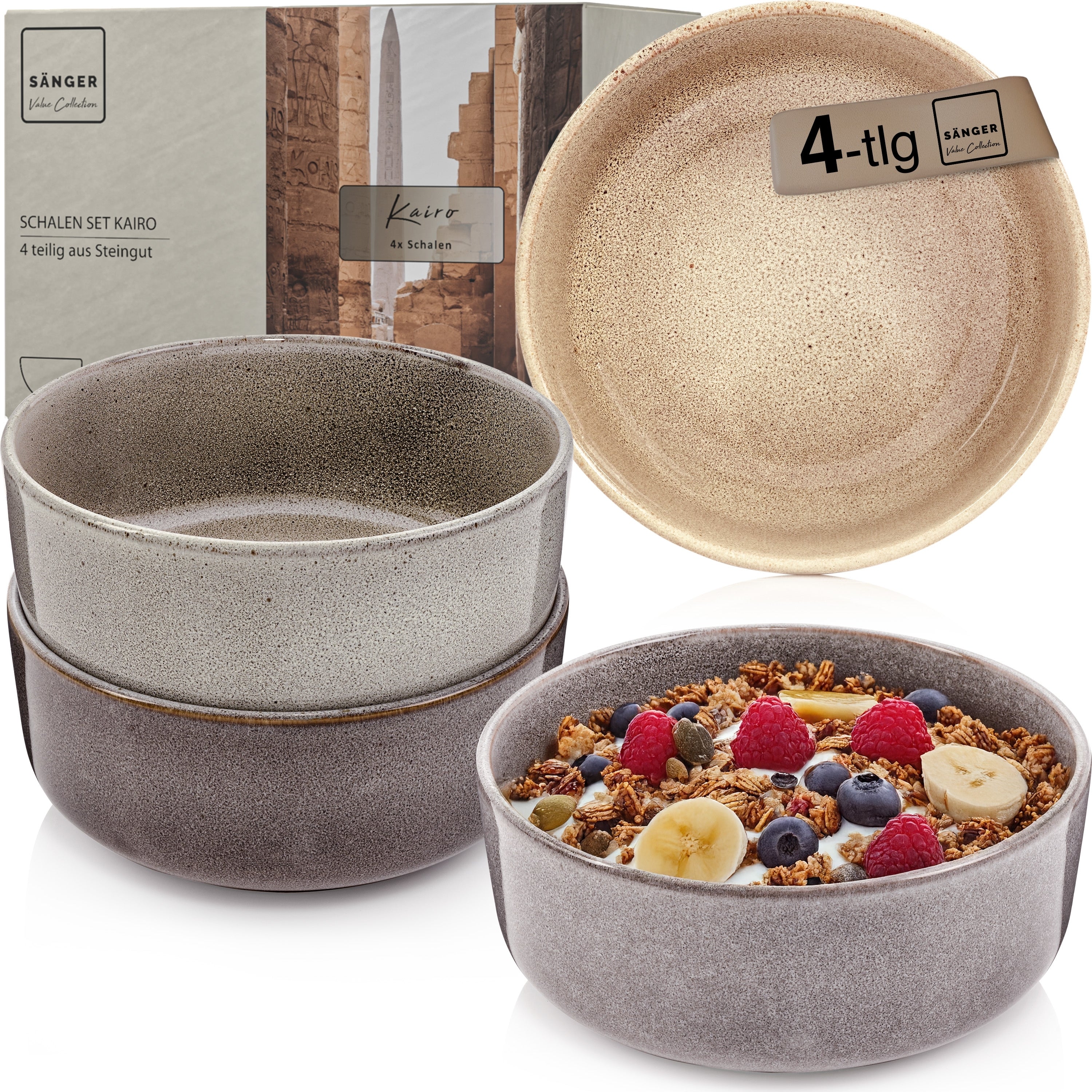 SÄNGER Schalen Set Kairo - 4 teilig aus Steingut