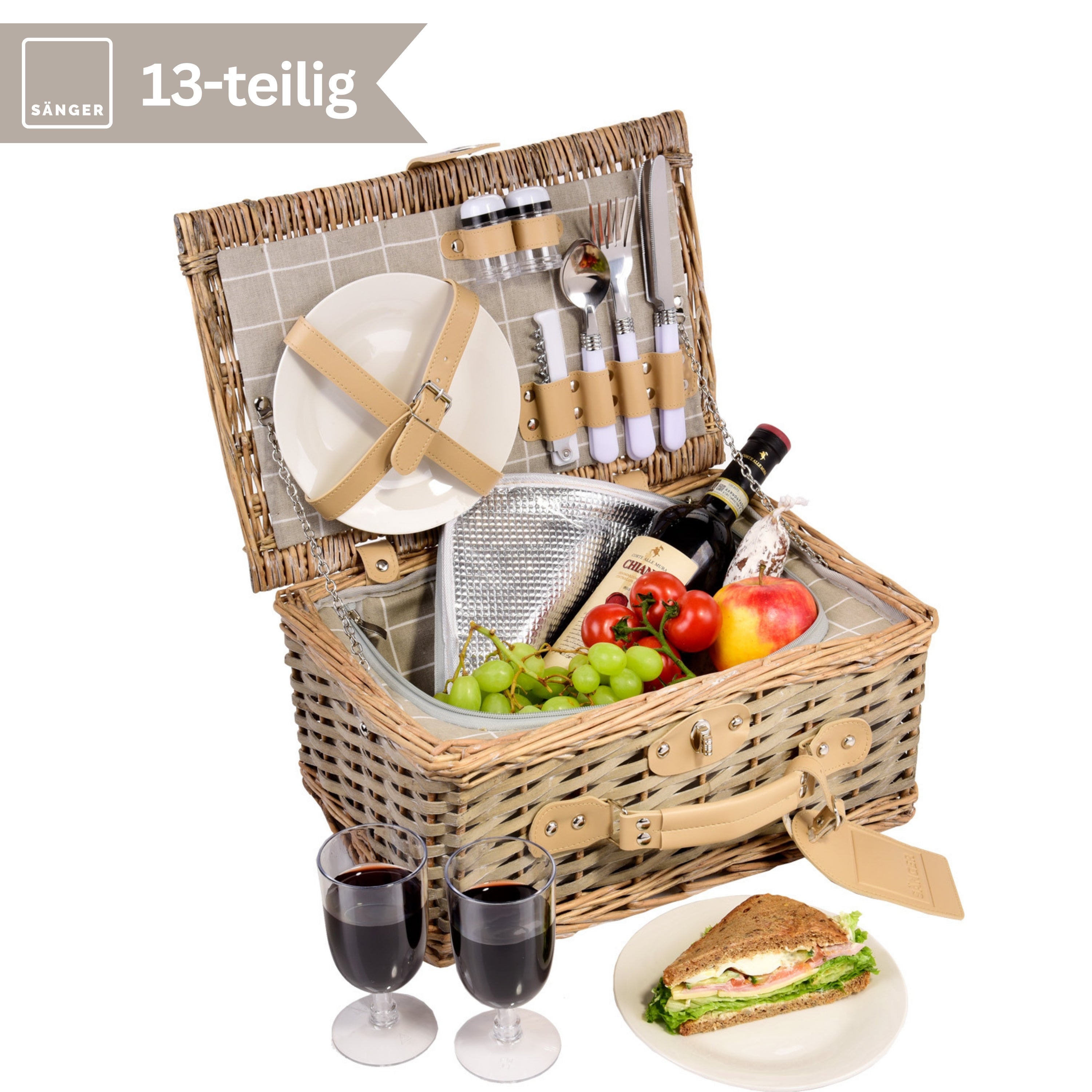 SÄNGER Picknickkorb Amrum 13 teilig für 2 Personen