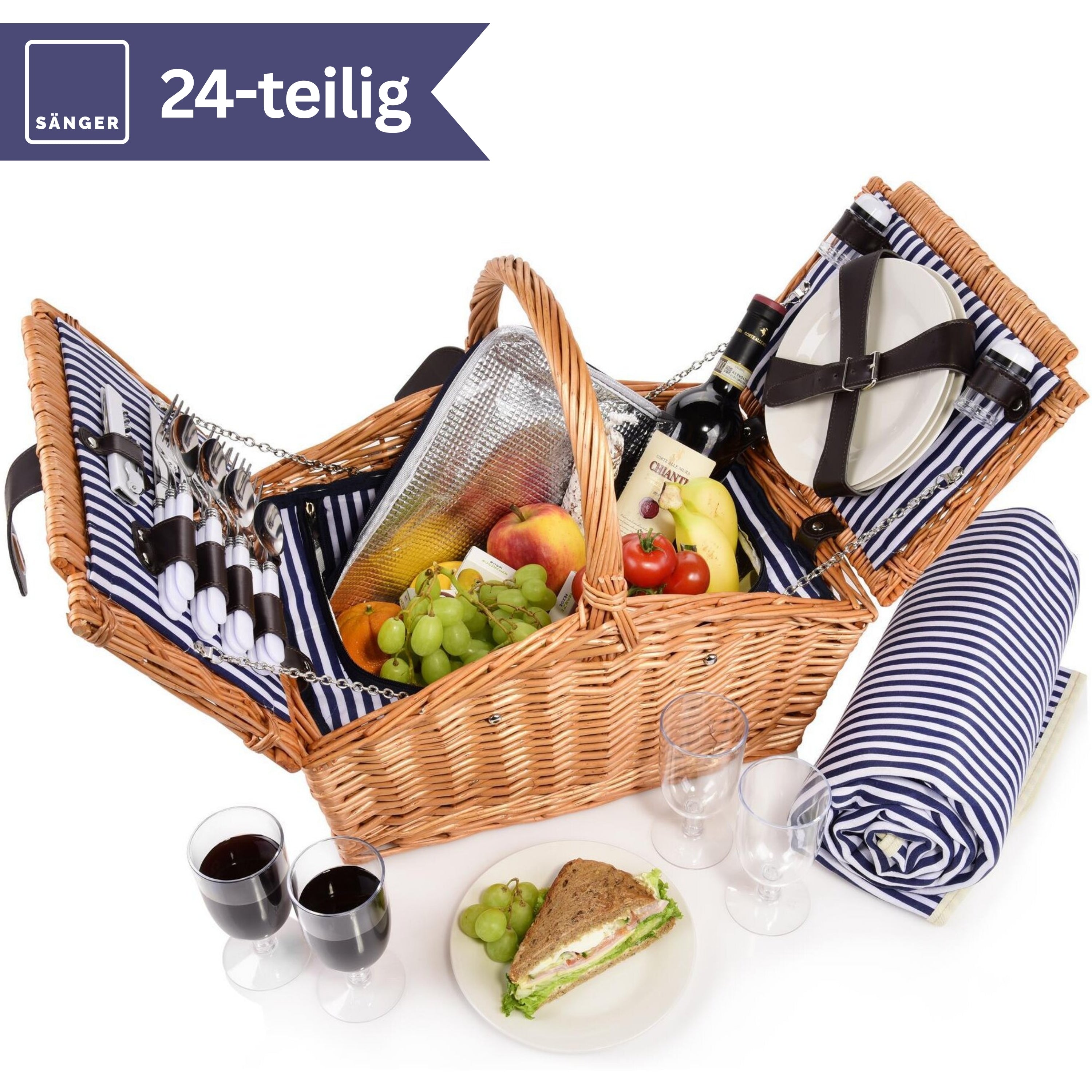 SÄNGER Picknickkorb Sylt 24 teilig für 4 Personen