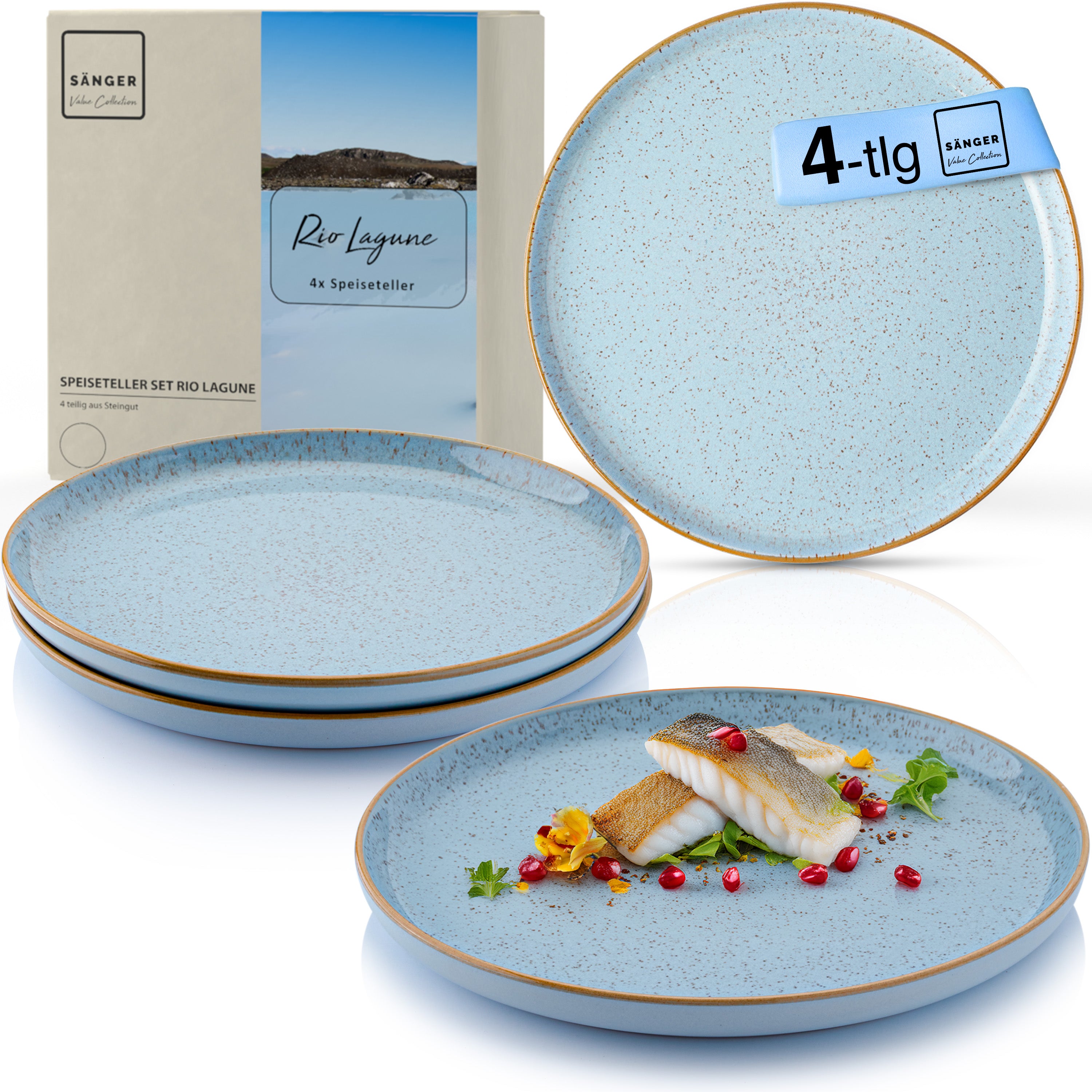 SÄNGER Speiseteller Set Rio Lagune 4 teilig
