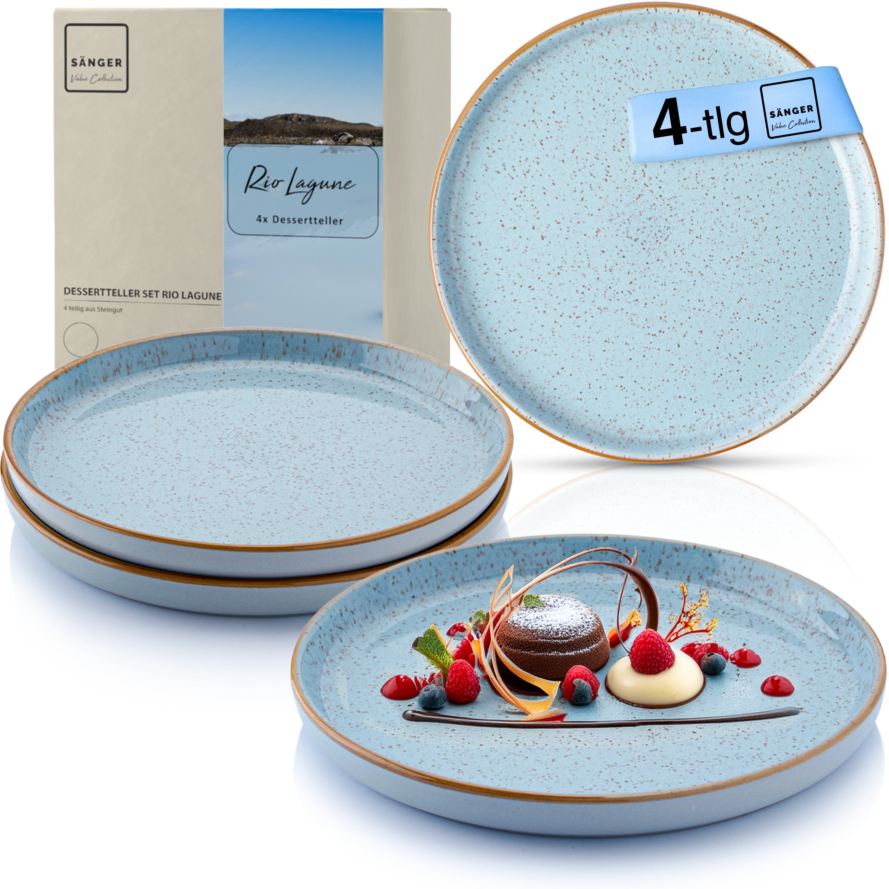 SÄNGER Dessertteller Set Rio Lagune 4 teilig