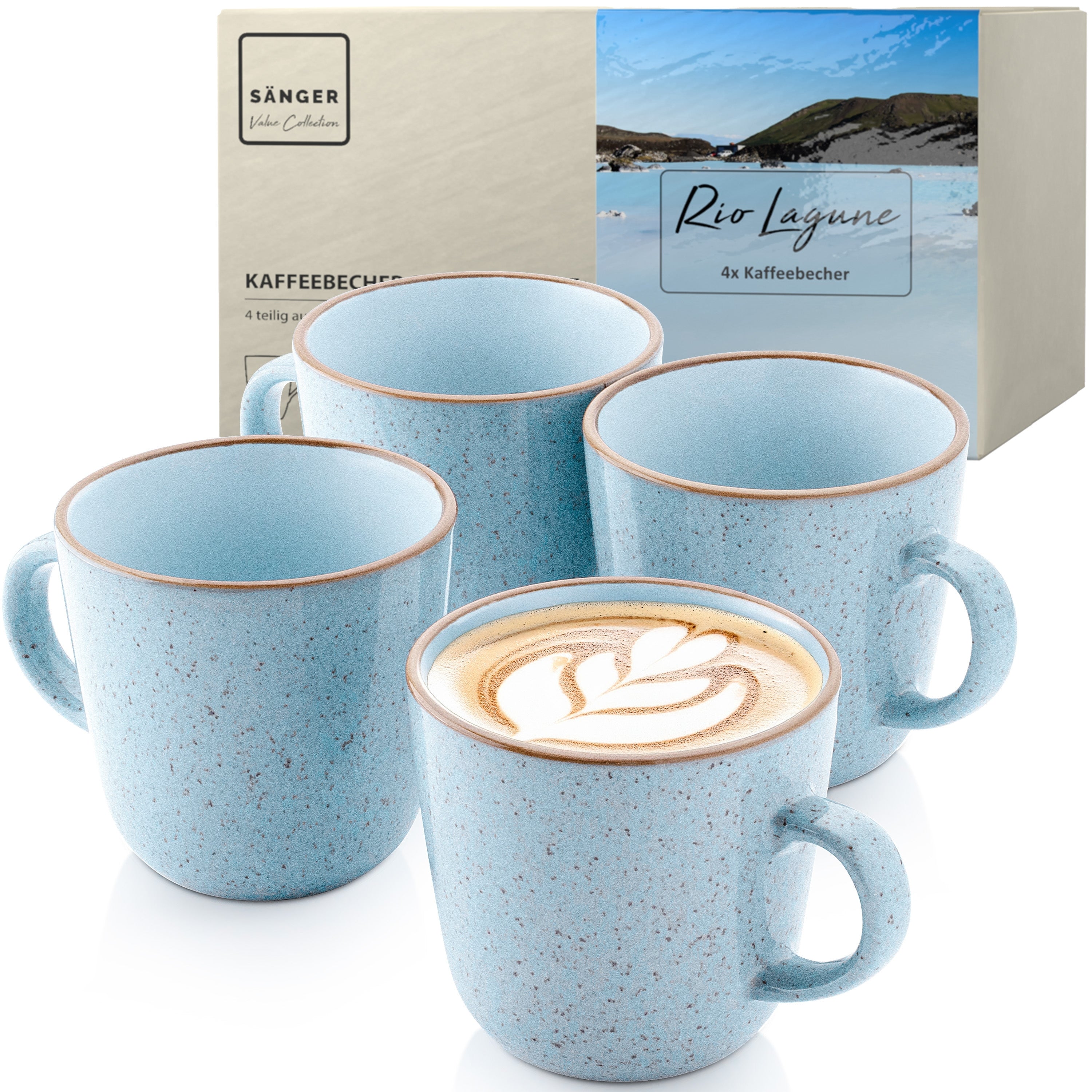 SÄNGER Kaffeebecher Set Rio Lagune 4 teilig