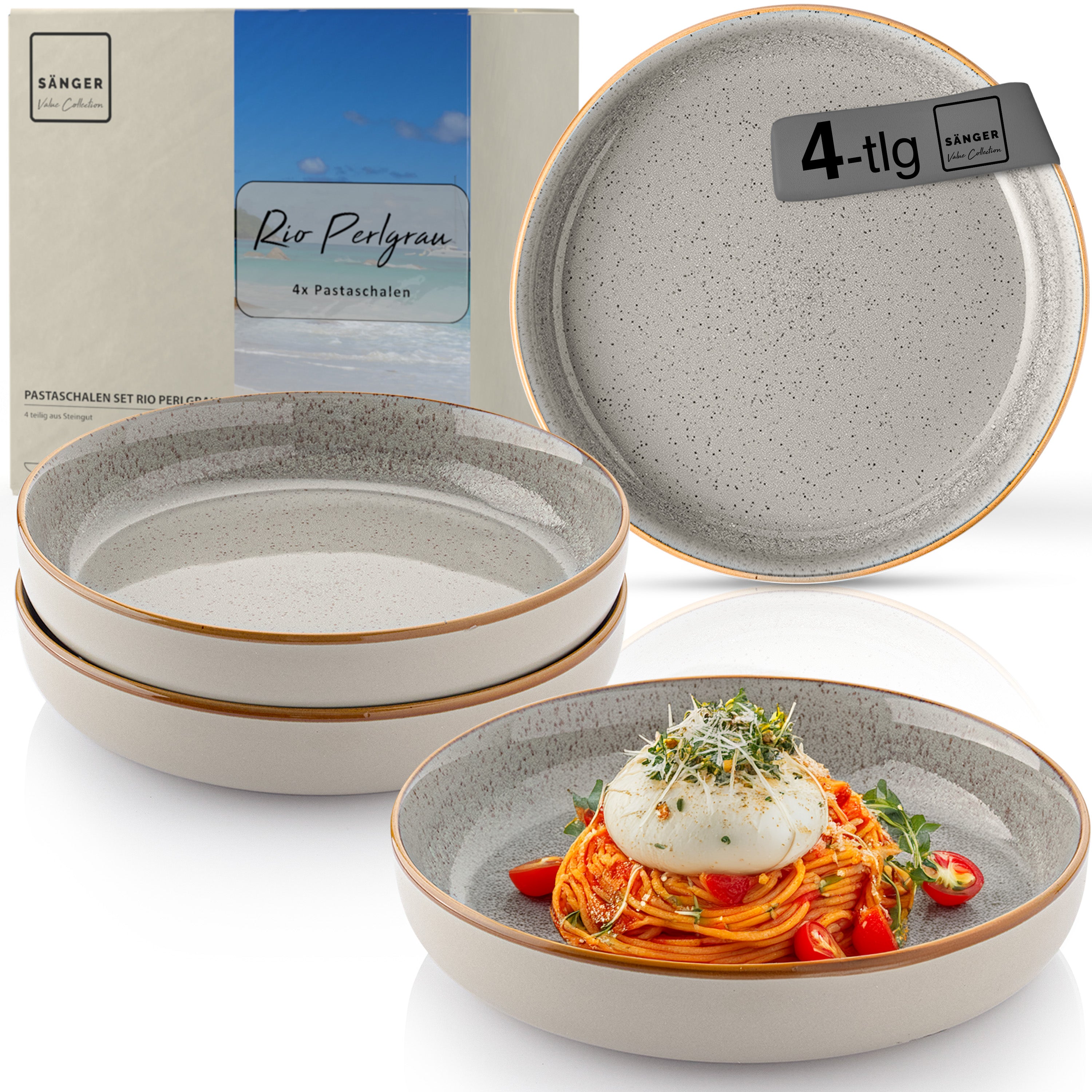 SÄNGER Pastaschalen Set Rio Perlgrau 4 teilig