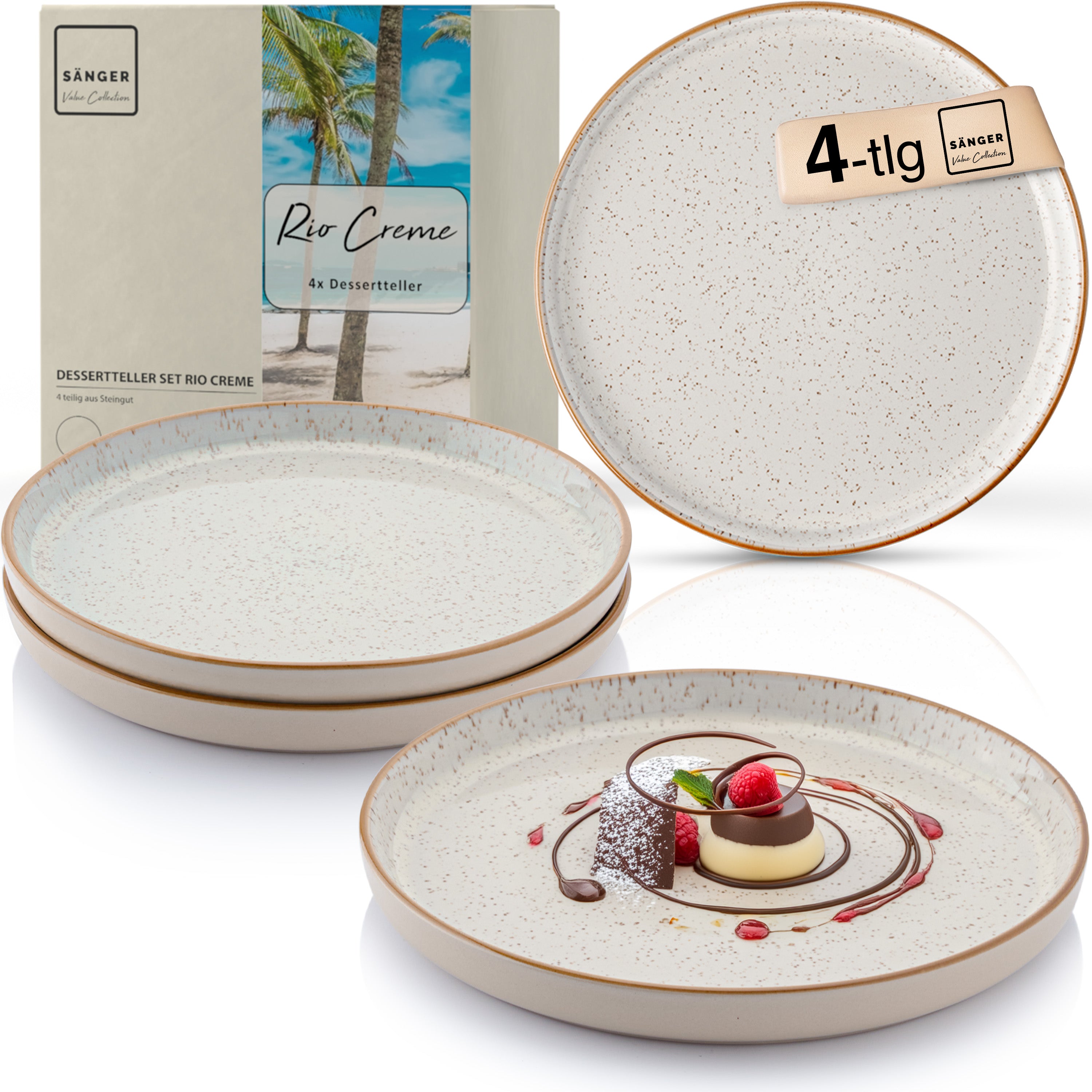 SÄNGER Dessertteller Set Rio Creme 4 teilig