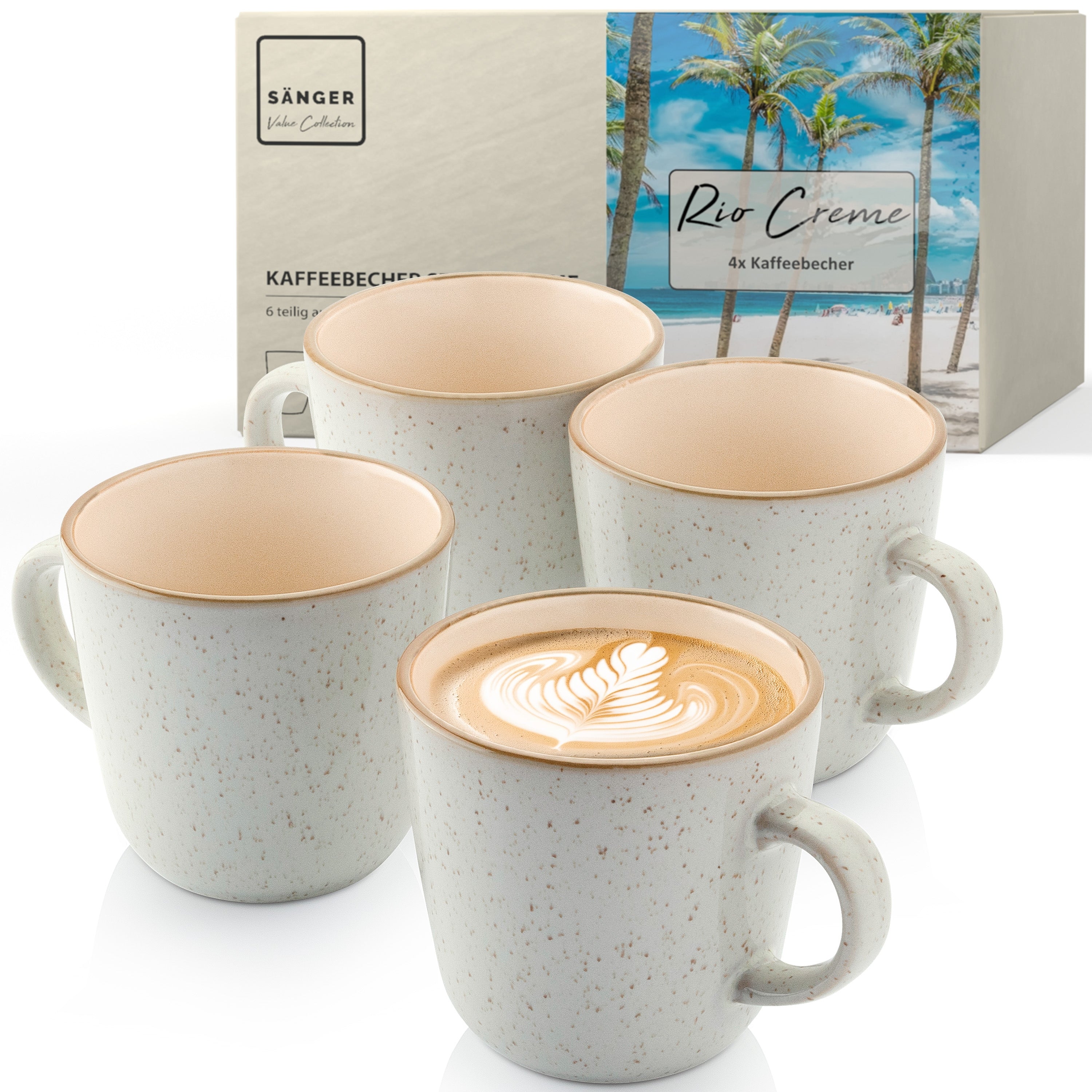 SÄNGER Kaffeebecher Set Rio Creme 4 teilig